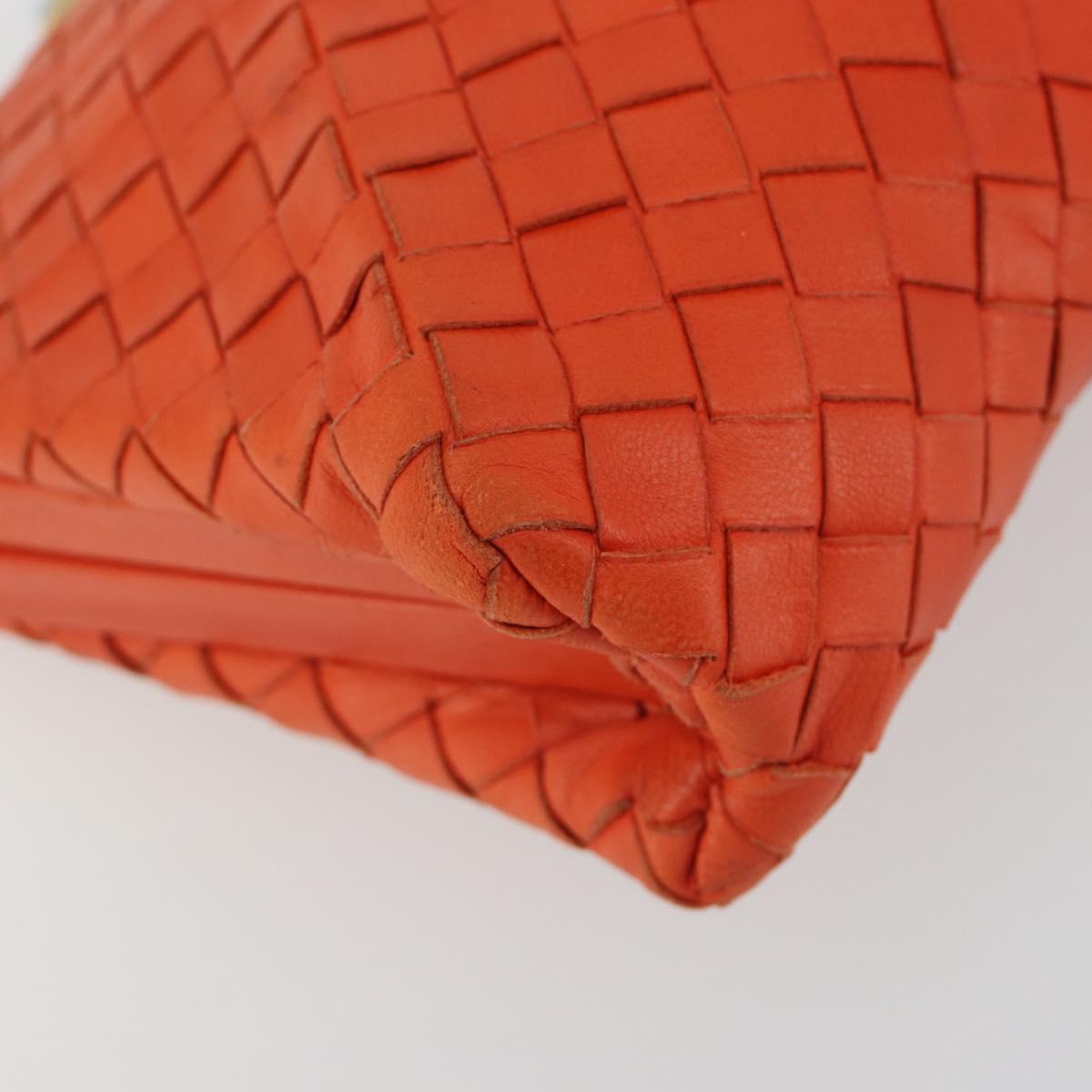 BOTTEGA VENETA INTRECCIATO Chain Shoulder Bag Leather Orange Gold Auth ARZ039A