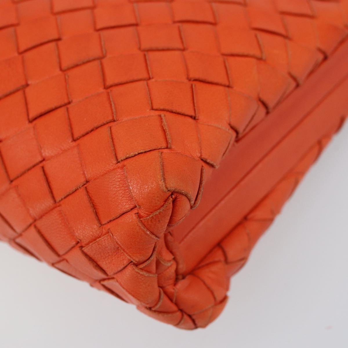 BOTTEGA VENETA INTRECCIATO Chain Shoulder Bag Leather Orange Gold Auth ARZ039A