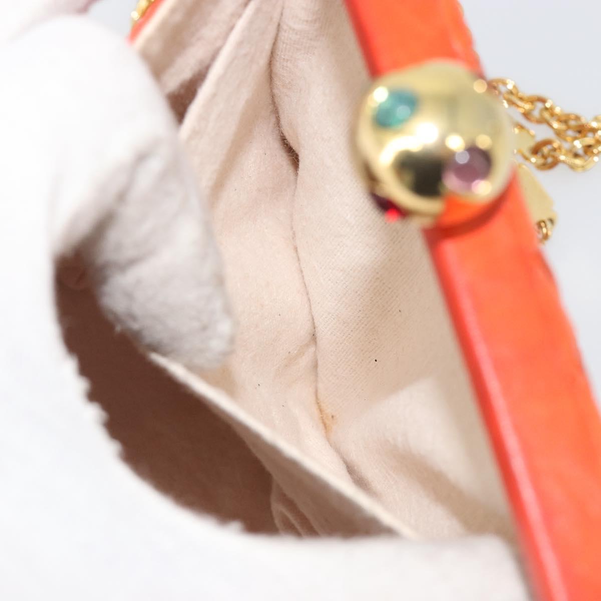 BOTTEGA VENETA INTRECCIATO Chain Shoulder Bag Leather Orange Gold Auth ARZ039A
