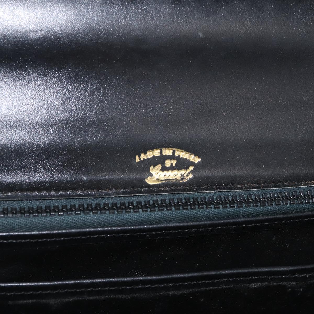 GUCCI Hand Bag Leather Black Gold Auth ARZ052