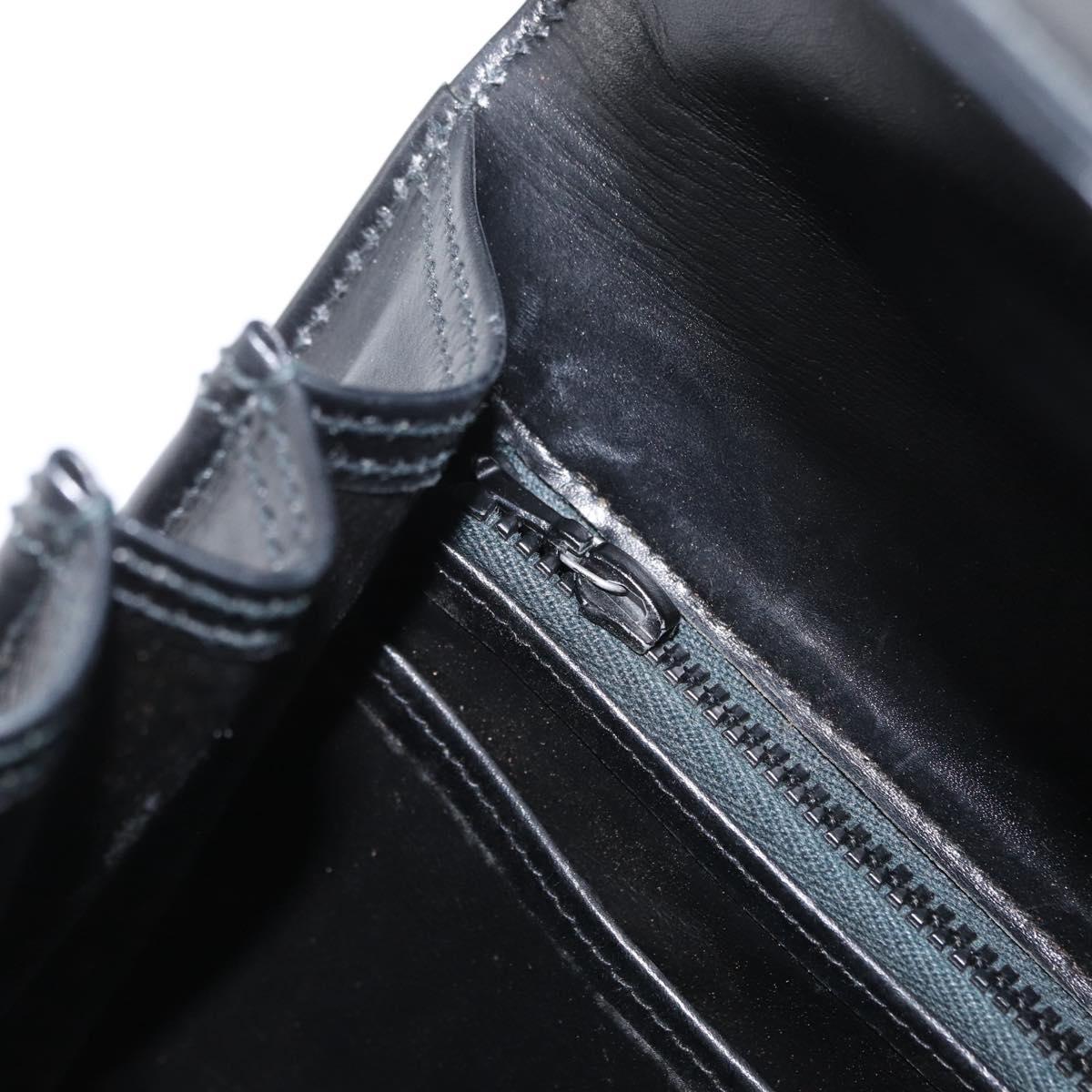 GUCCI Hand Bag Leather Black Gold Auth ARZ052