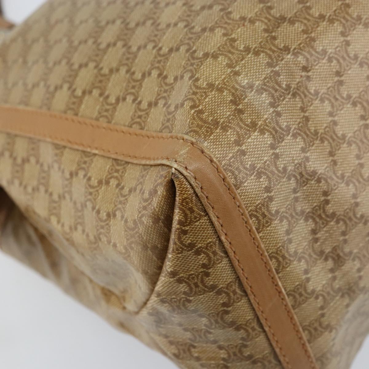 CELINE Macadam Canvas Hand Bag PVC Beige Gold Auth ARZ059
