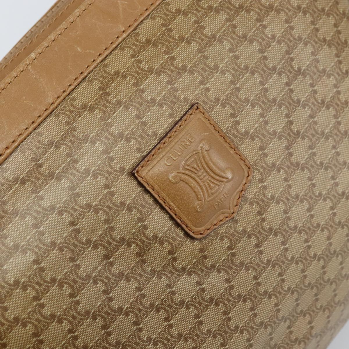 CELINE Macadam Canvas Hand Bag PVC Beige Gold Auth ARZ059