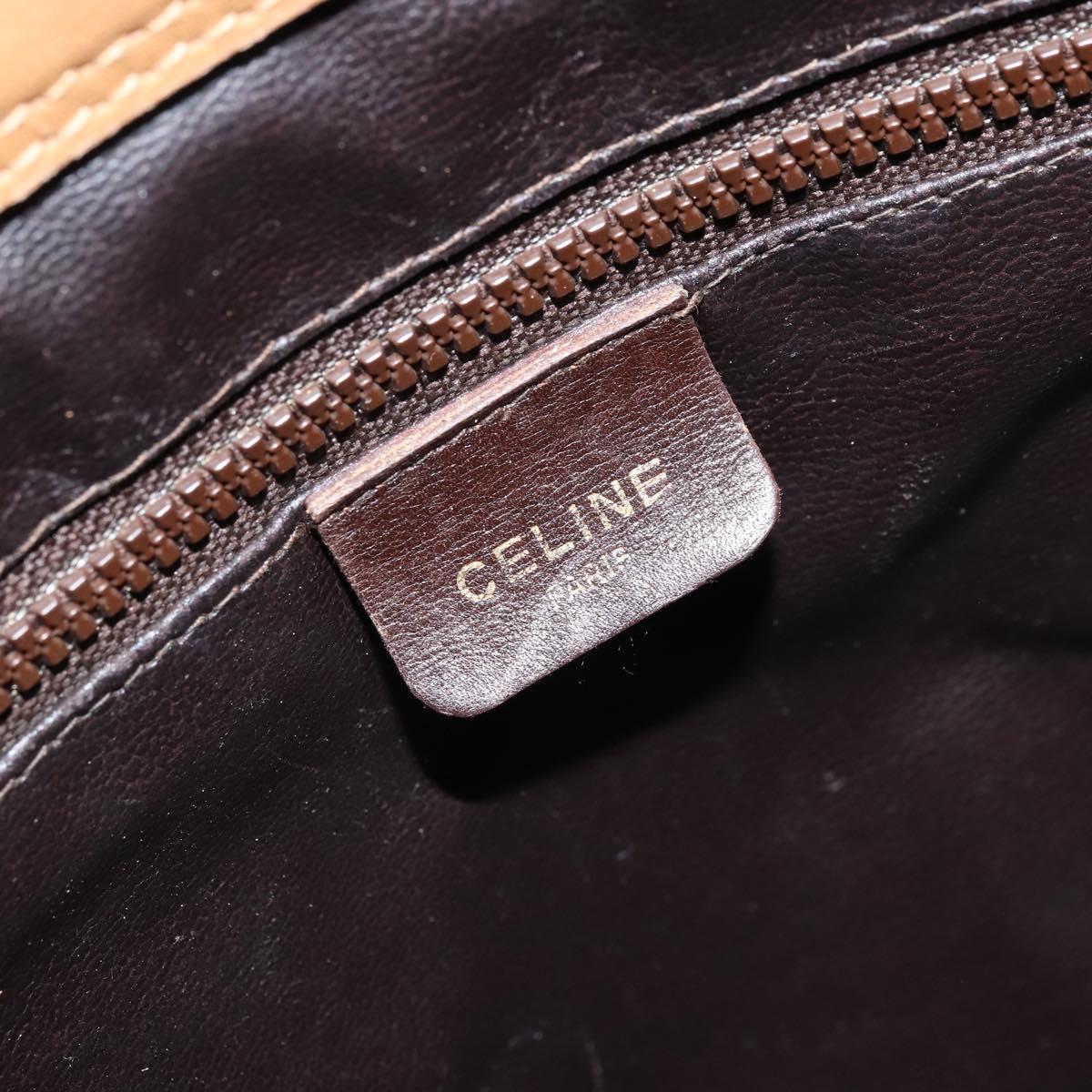 CELINE Macadam Canvas Hand Bag PVC Beige Gold Auth ARZ059