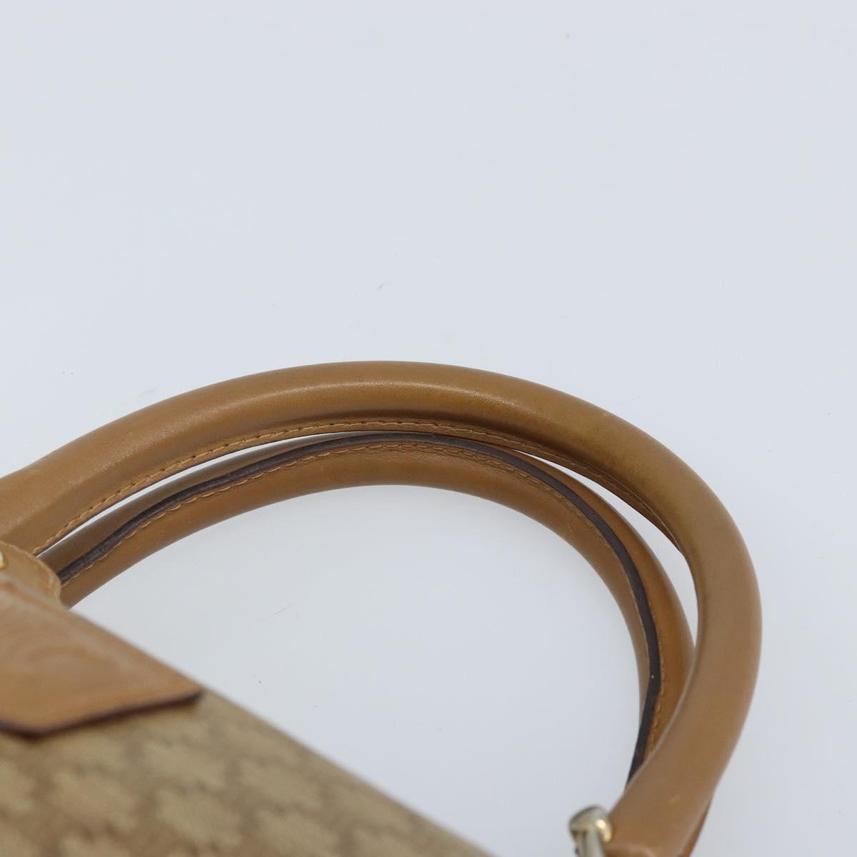 CELINE Macadam Canvas Hand Bag PVC Beige Gold Auth ARZ059