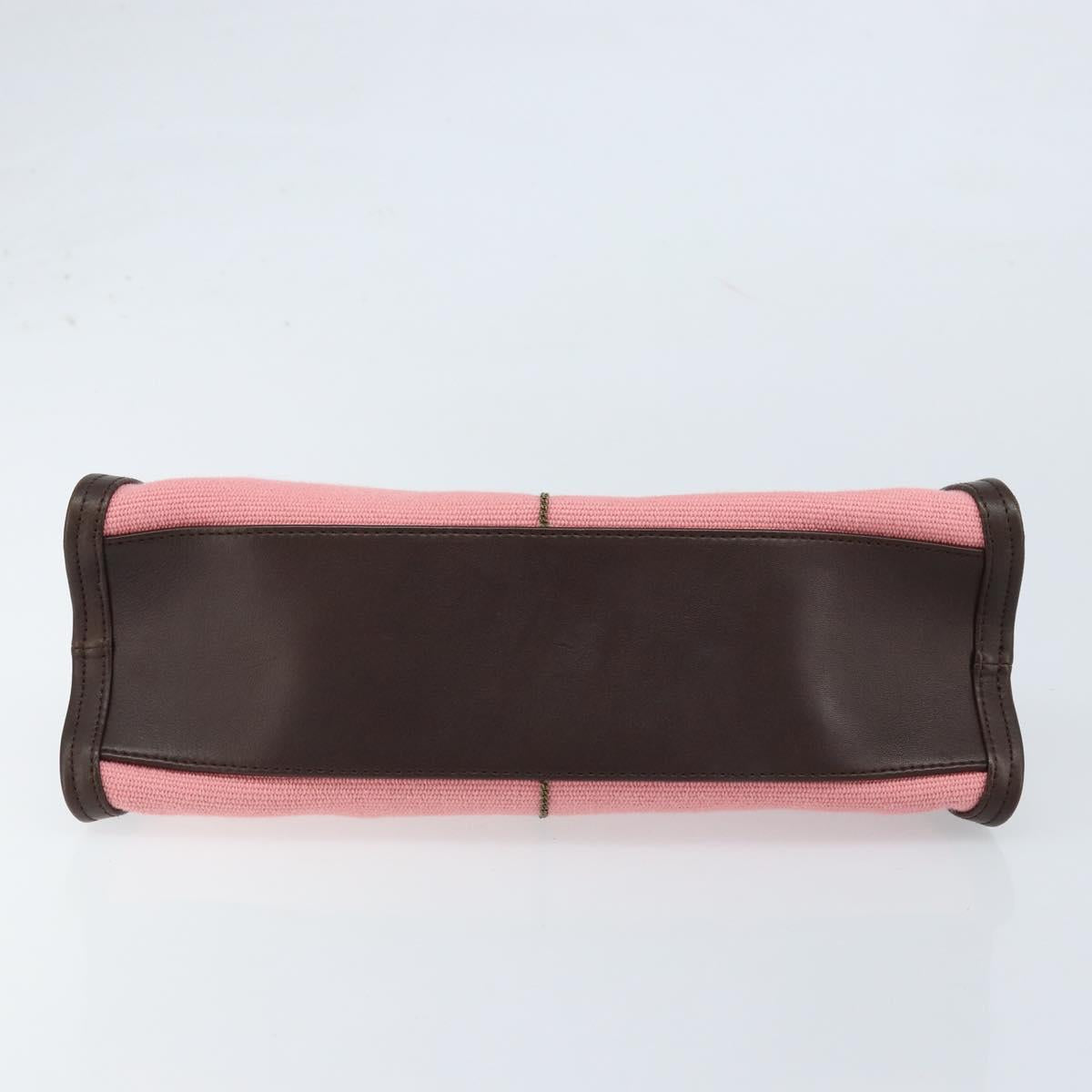 BOTTEGA VENETA Chain Hand Bag Leather Canvas 2way Outlet Pink Gold Auth ARZ067V
