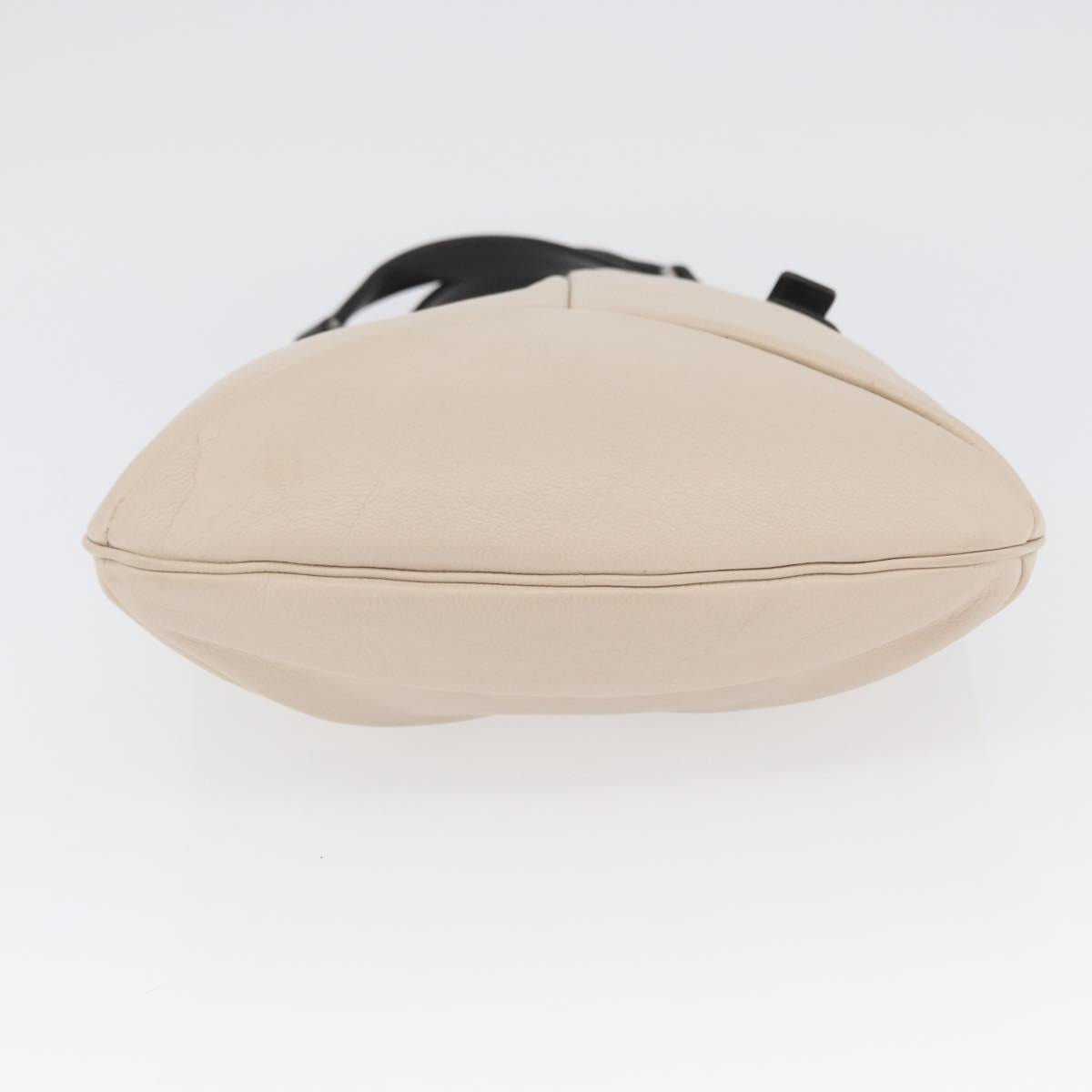 SAINT LAURENT Hand Bag Leather Ivory Silver Auth ARZ068
