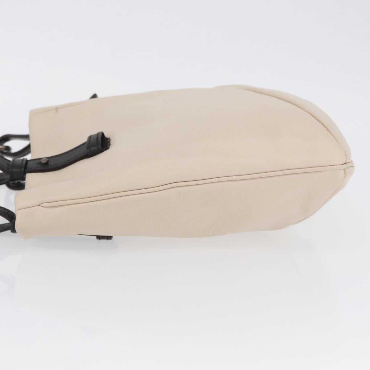 SAINT LAURENT Hand Bag Leather Ivory Silver Auth ARZ068