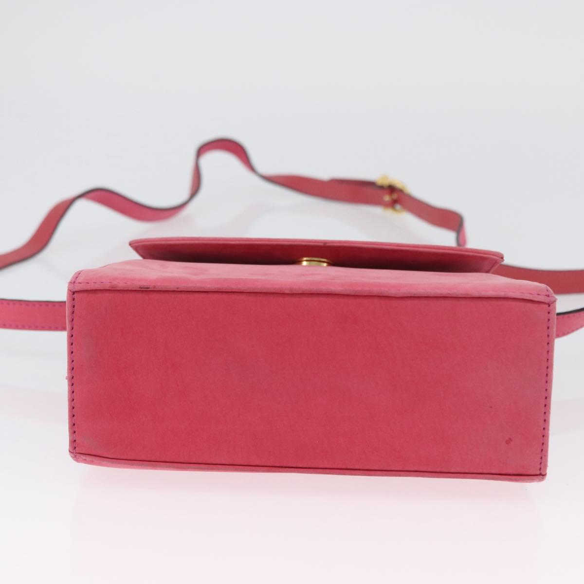 Salvatore Ferragamo Vala Hand Bag Suede 2way Pink Gold Auth ARZ075A