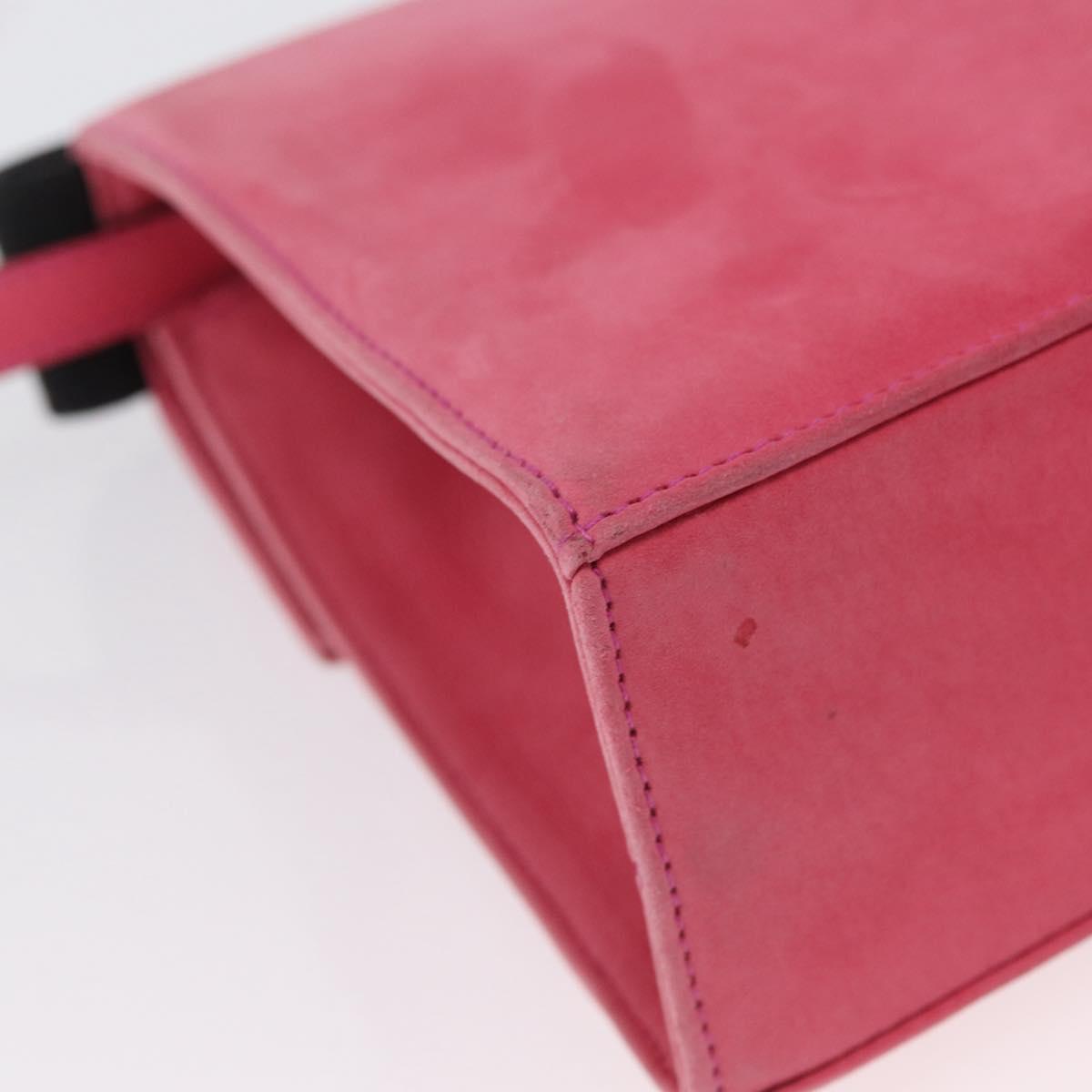 Salvatore Ferragamo Vala Hand Bag Suede 2way Pink Gold Auth ARZ075A