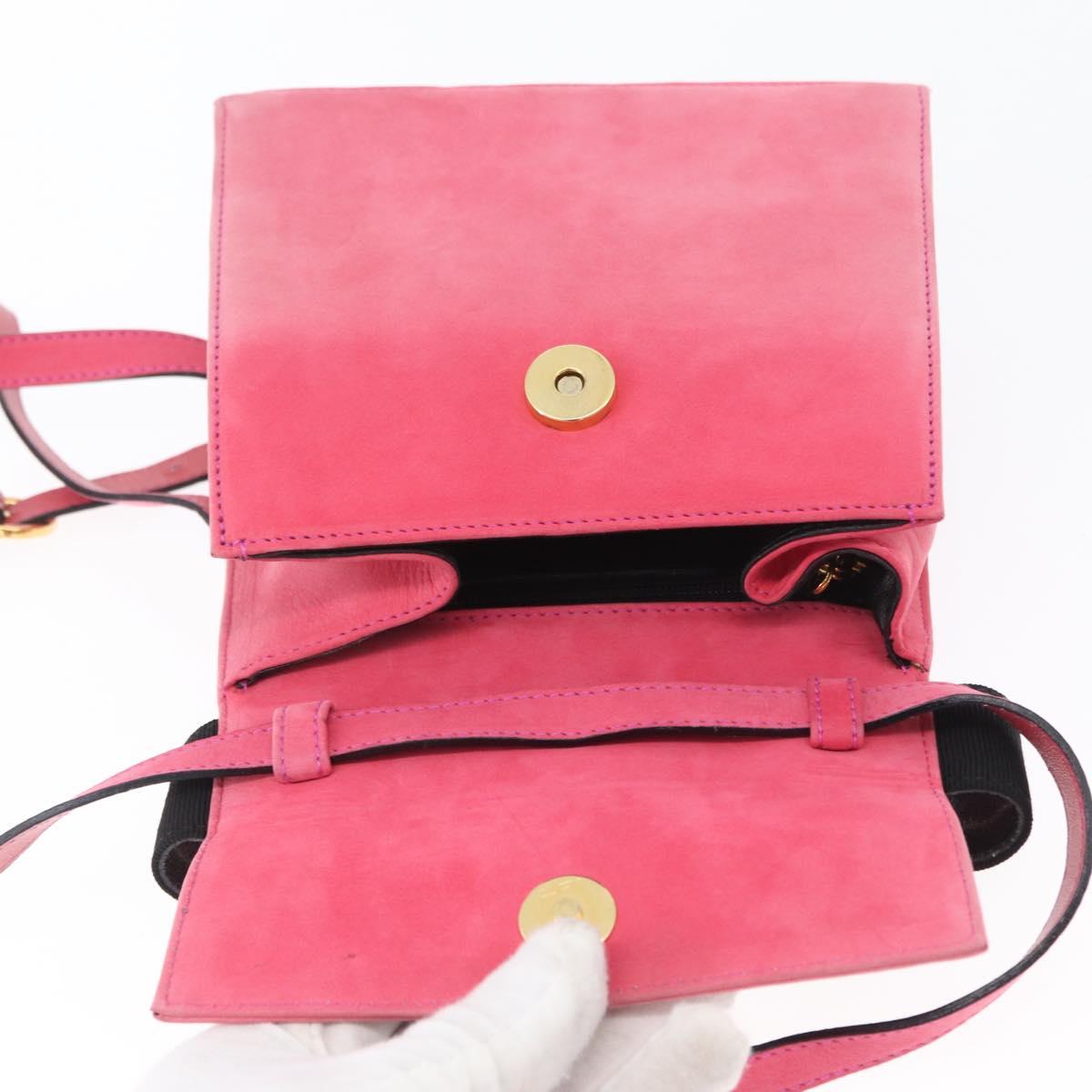 Salvatore Ferragamo Vala Hand Bag Suede 2way Pink Gold Auth ARZ075A