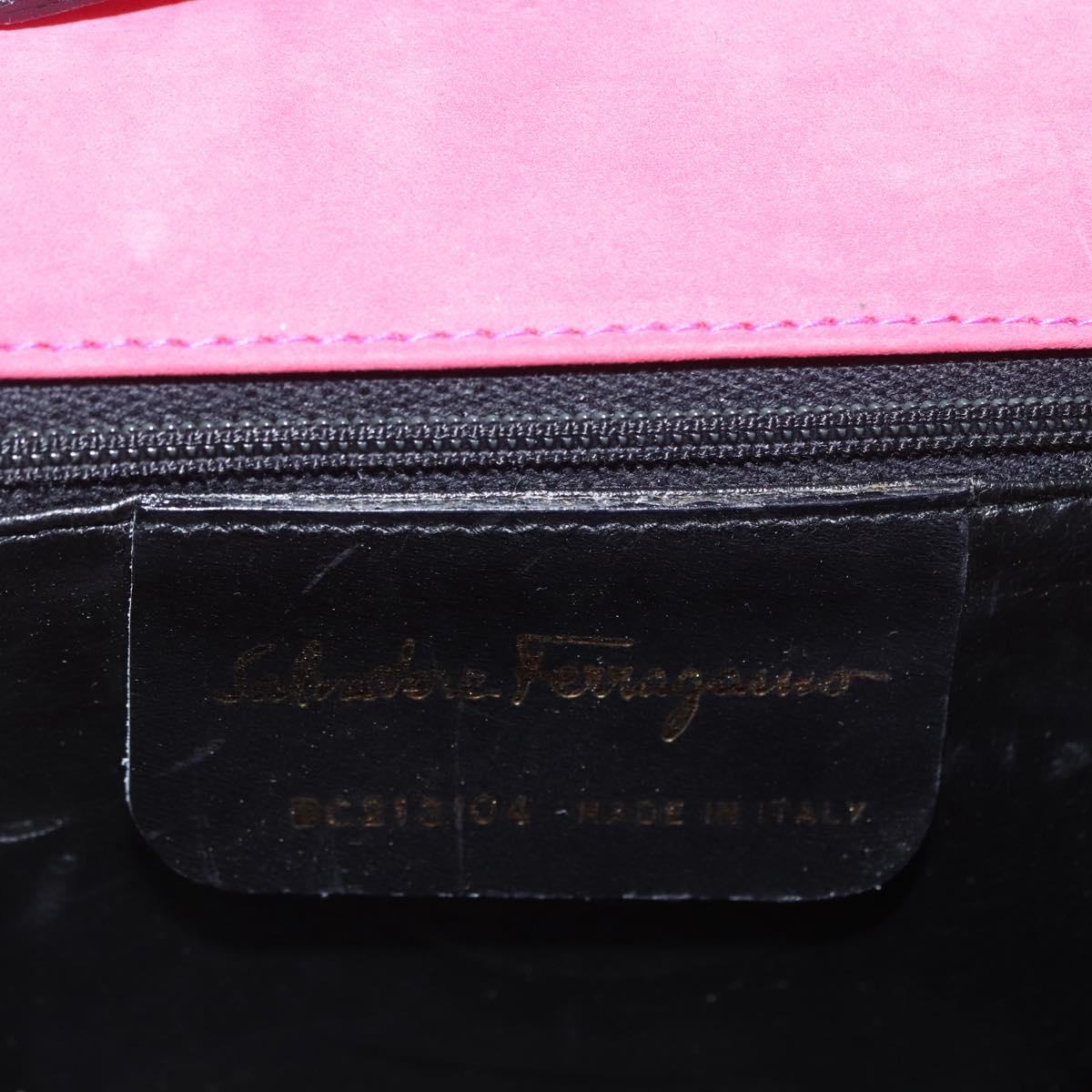 Salvatore Ferragamo Vala Hand Bag Suede 2way Pink Gold Auth ARZ075A