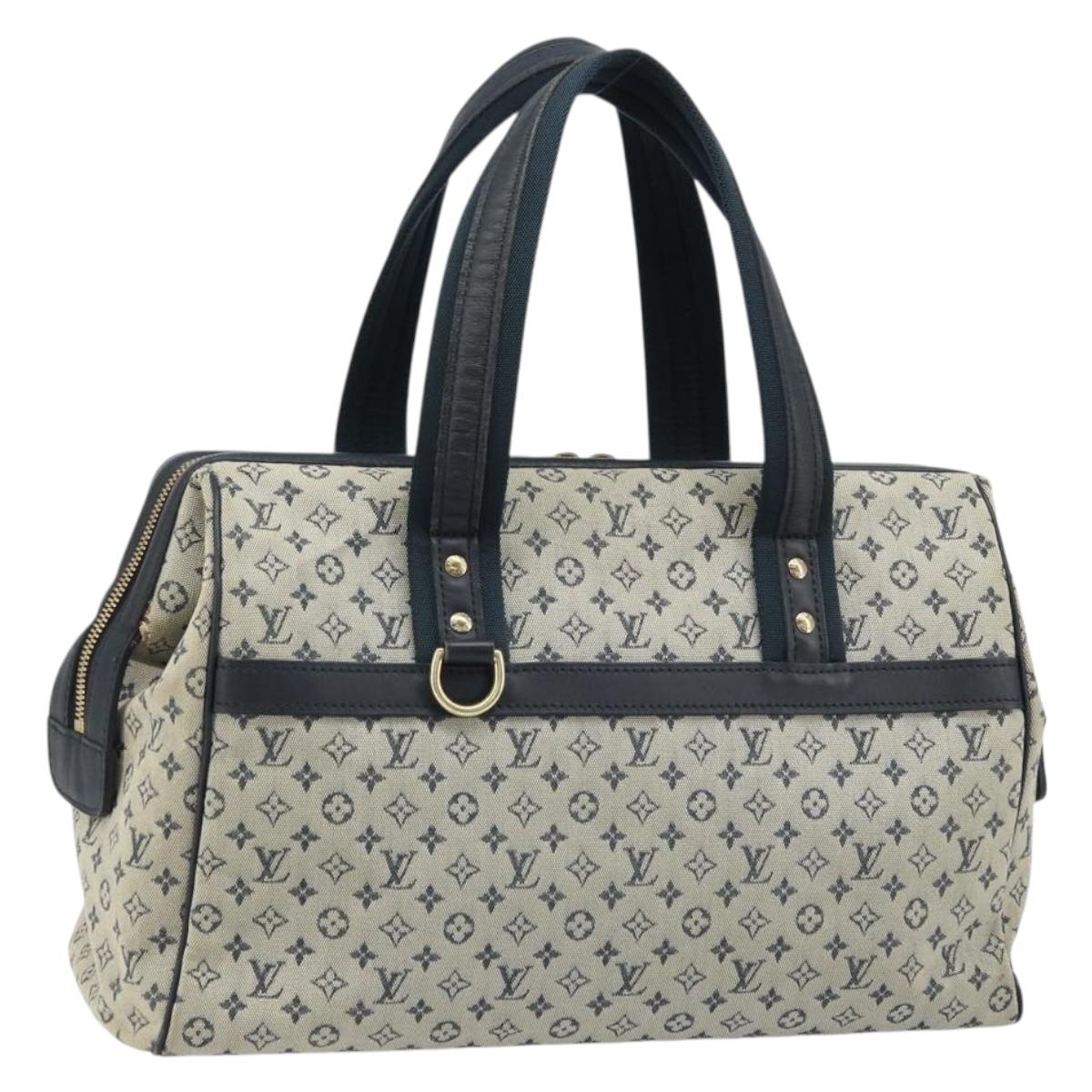LOUIS VUITTON Monogram Mini Josephine GM Hand Bag Blue M92211 LV Auth ARZ076