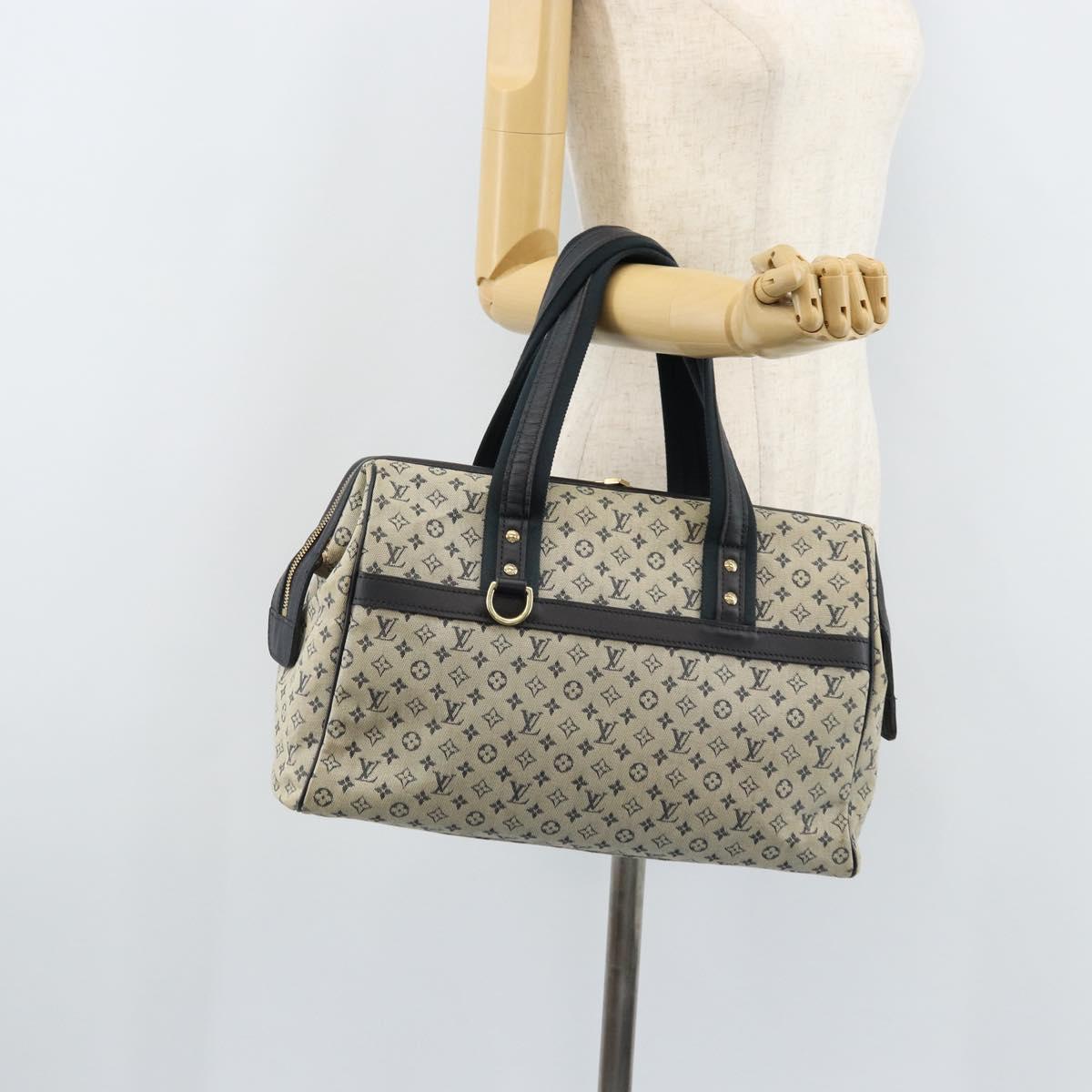LOUIS VUITTON Monogram Mini Josephine GM Hand Bag Blue M92211 LV Auth ARZ076