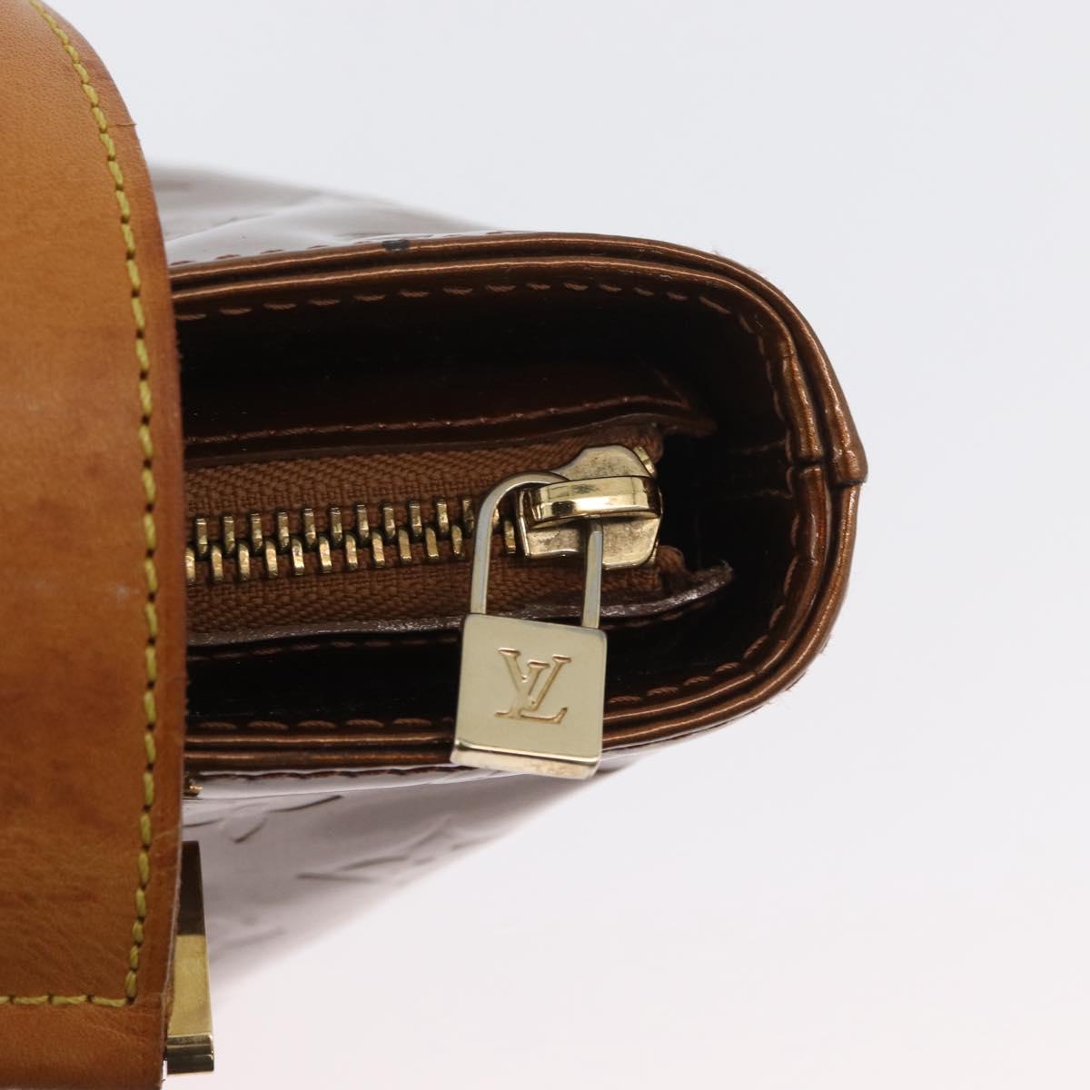 LOUIS VUITTON Monogram Vernis Houston Hand Bag Bronze M91122 LV Auth ARZ080
