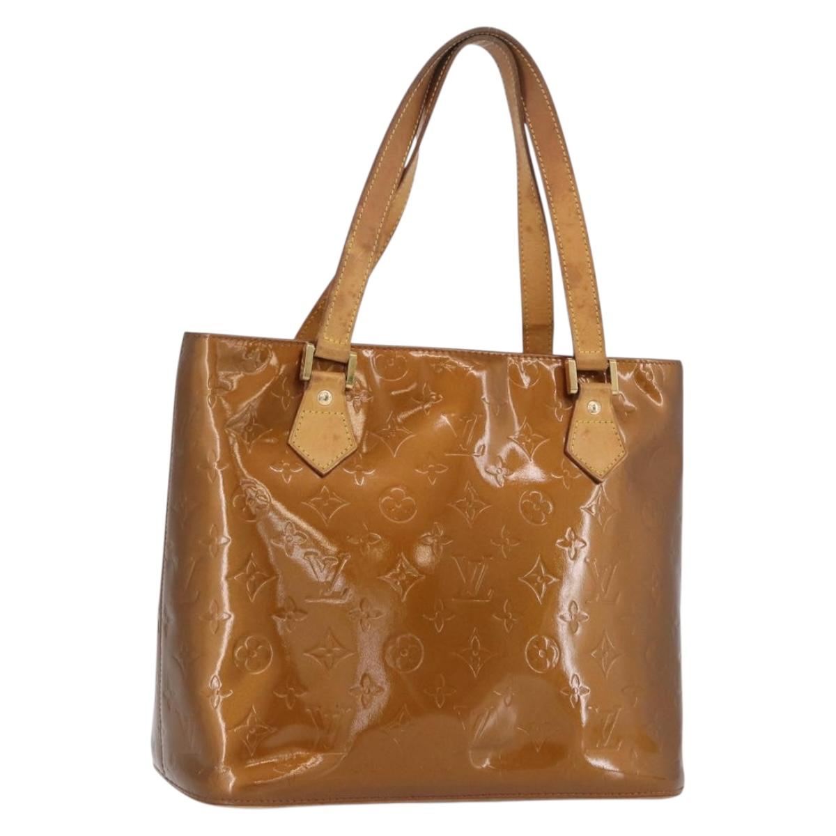 LOUIS VUITTON Monogram Vernis Houston Hand Bag Bronze M91122 LV Auth ARZ080