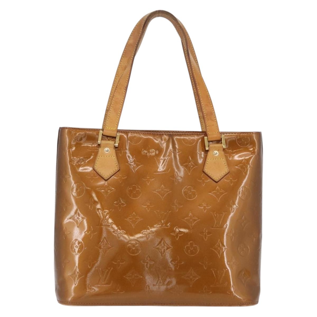 LOUIS VUITTON Monogram Vernis Houston Hand Bag Bronze M91122 LV Auth ARZ080