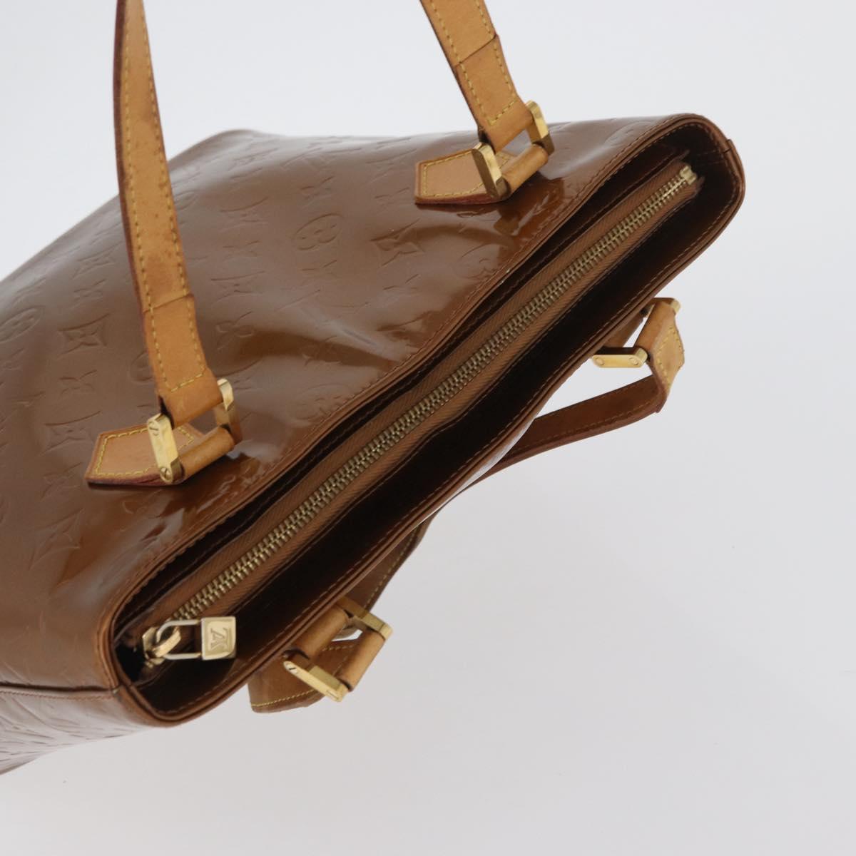 LOUIS VUITTON Monogram Vernis Houston Hand Bag Bronze M91122 LV Auth ARZ080