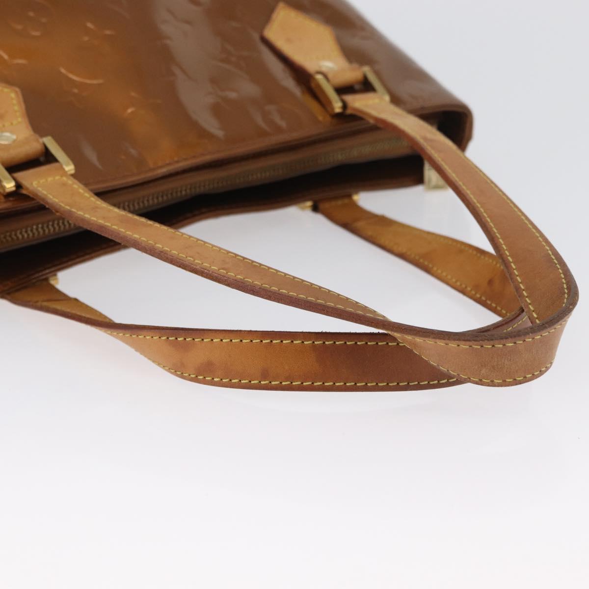 LOUIS VUITTON Monogram Vernis Houston Hand Bag Bronze M91122 LV Auth ARZ080