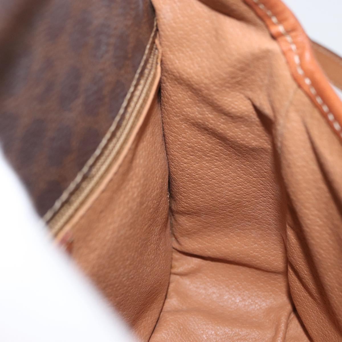 CELINE Macadam Canvas Circle Shoulder Bag PVC Leather Brown Gold Auth ARZ089