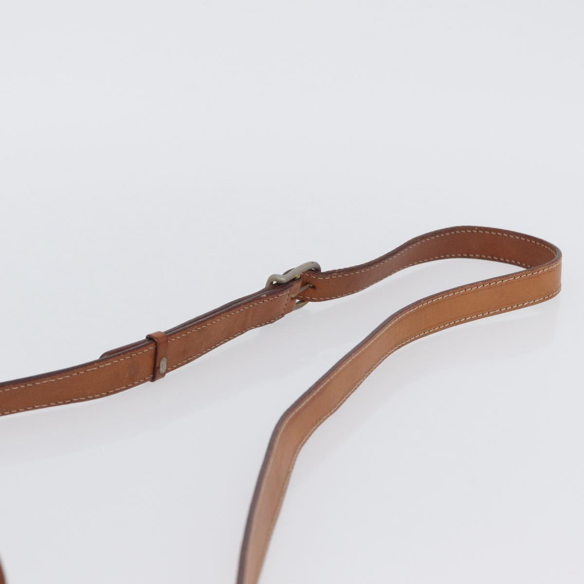 CELINE Macadam Canvas Circle Shoulder Bag PVC Leather Brown Gold Auth ARZ089