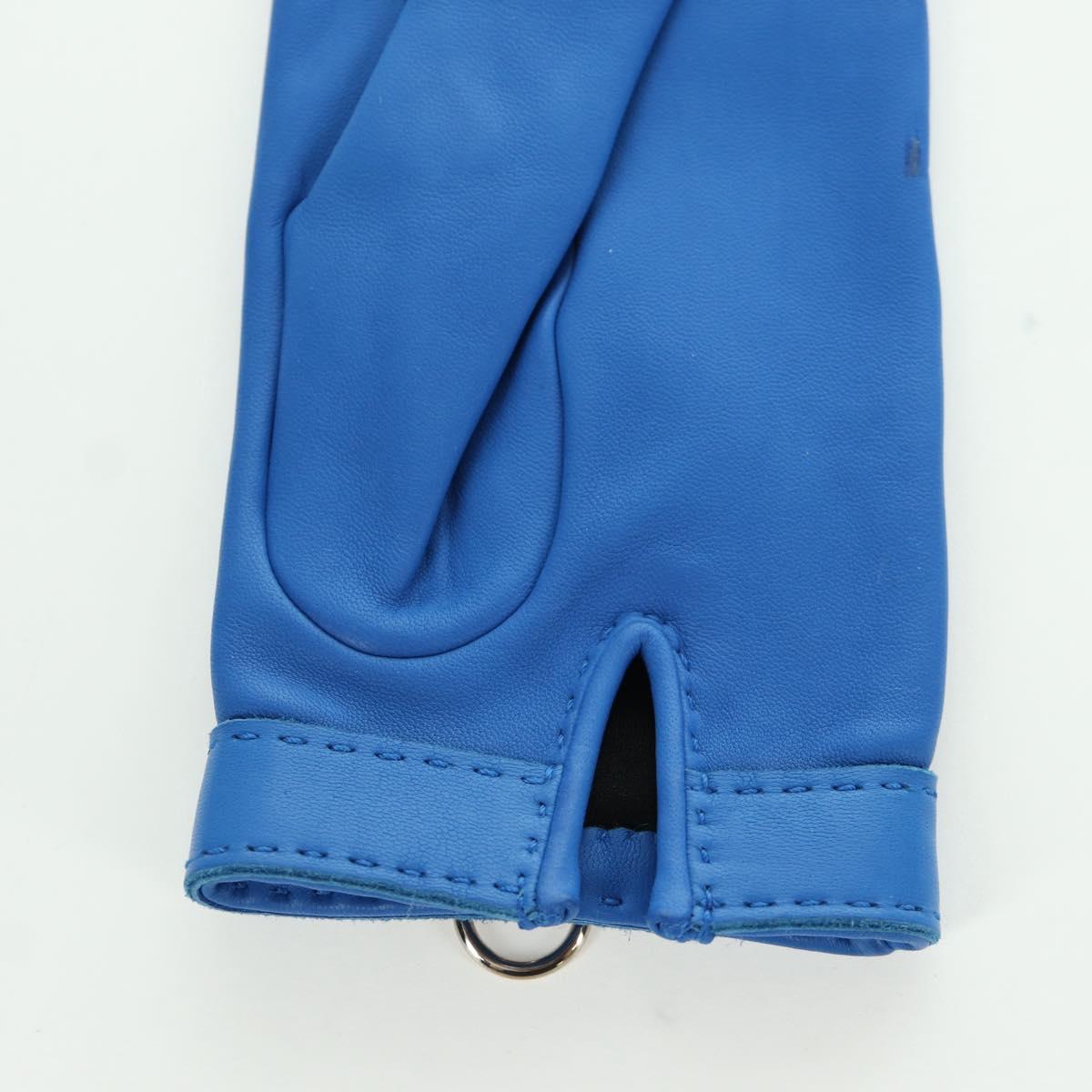 HERMES Medor Gloves Leather 6 1/2 Blue Auth ARZ096V