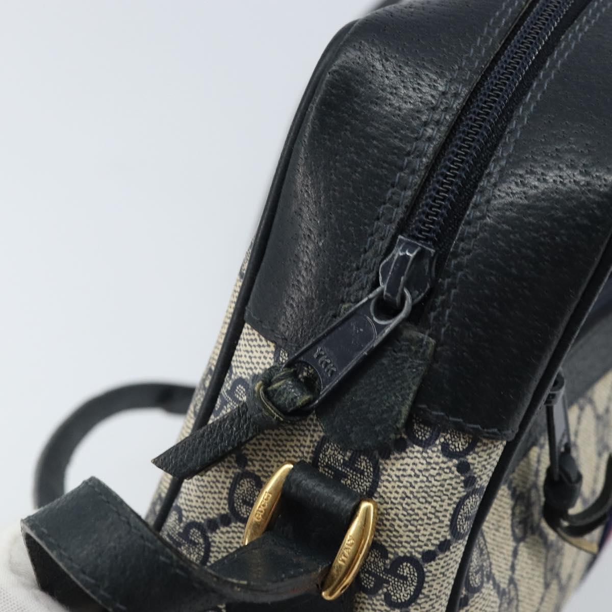 GUCCI GG Supreme Sherry Line Shoulder Bag PVC Navy Gold 56 02 005 Auth ARZ102