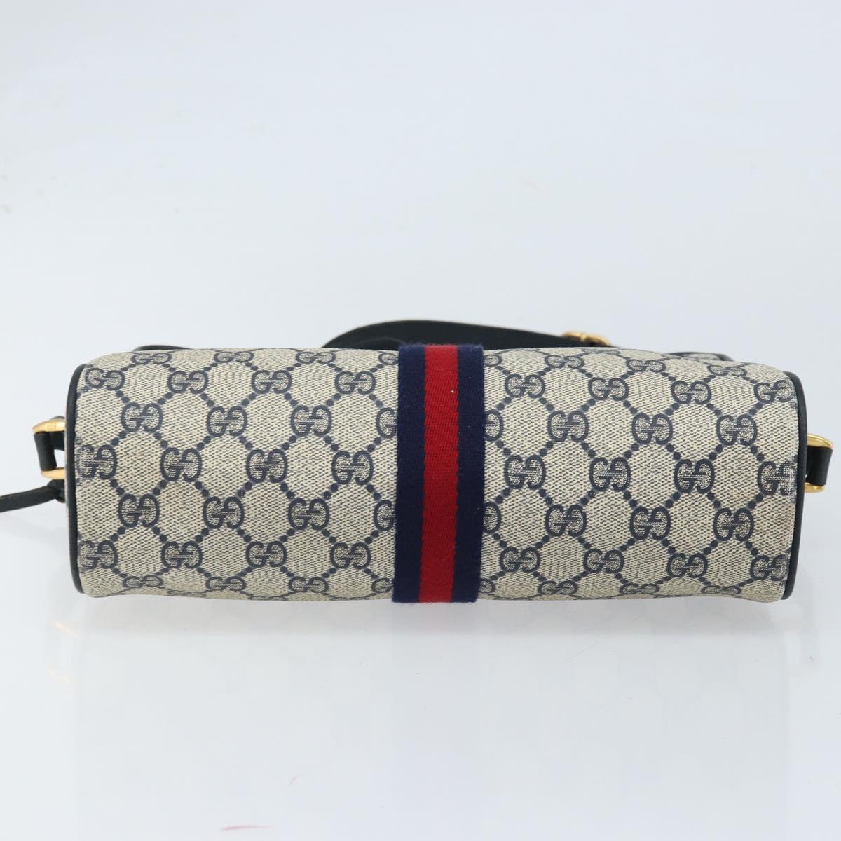 GUCCI GG Supreme Sherry Line Shoulder Bag PVC Navy Gold 56 02 005 Auth ARZ102