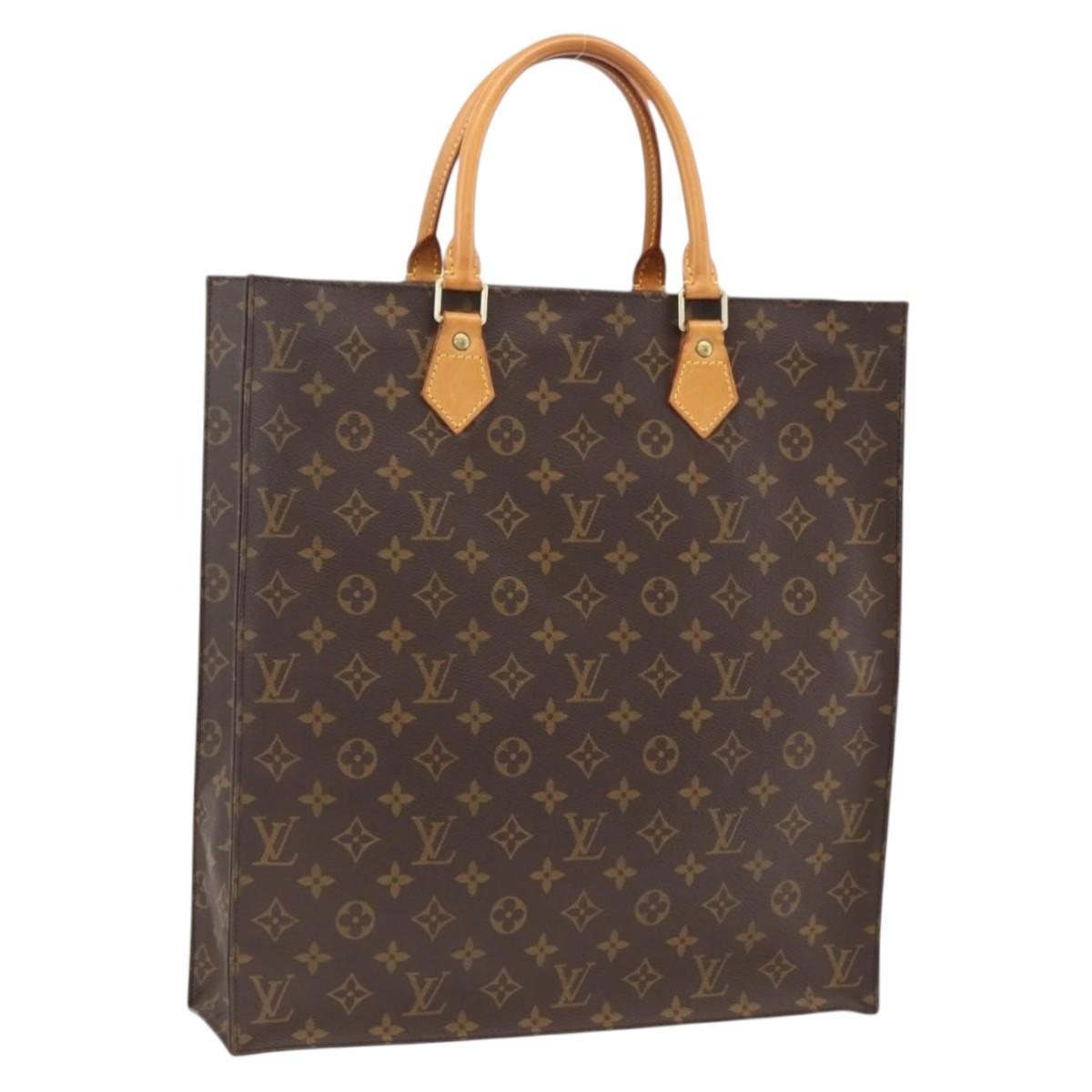 LOUIS VUITTON Monogram Sac Plat Hand Bag M51140 LV Auth ARZ108