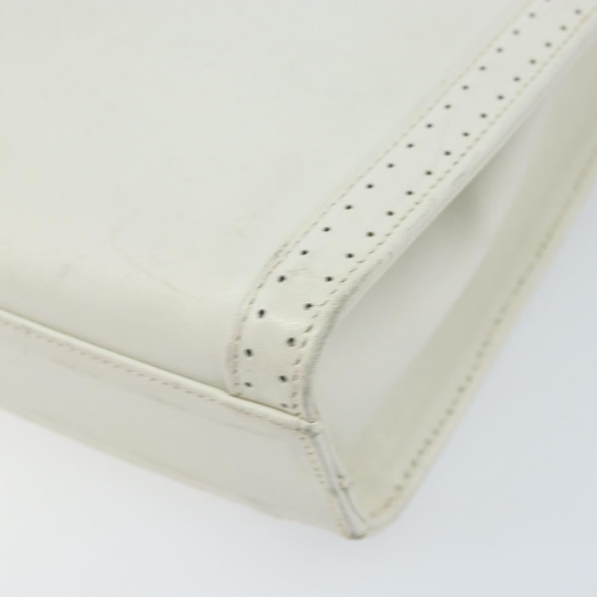 Salvatore Ferragamo Gancini Shoulder Bag Leather White Gold Auth ARZ115