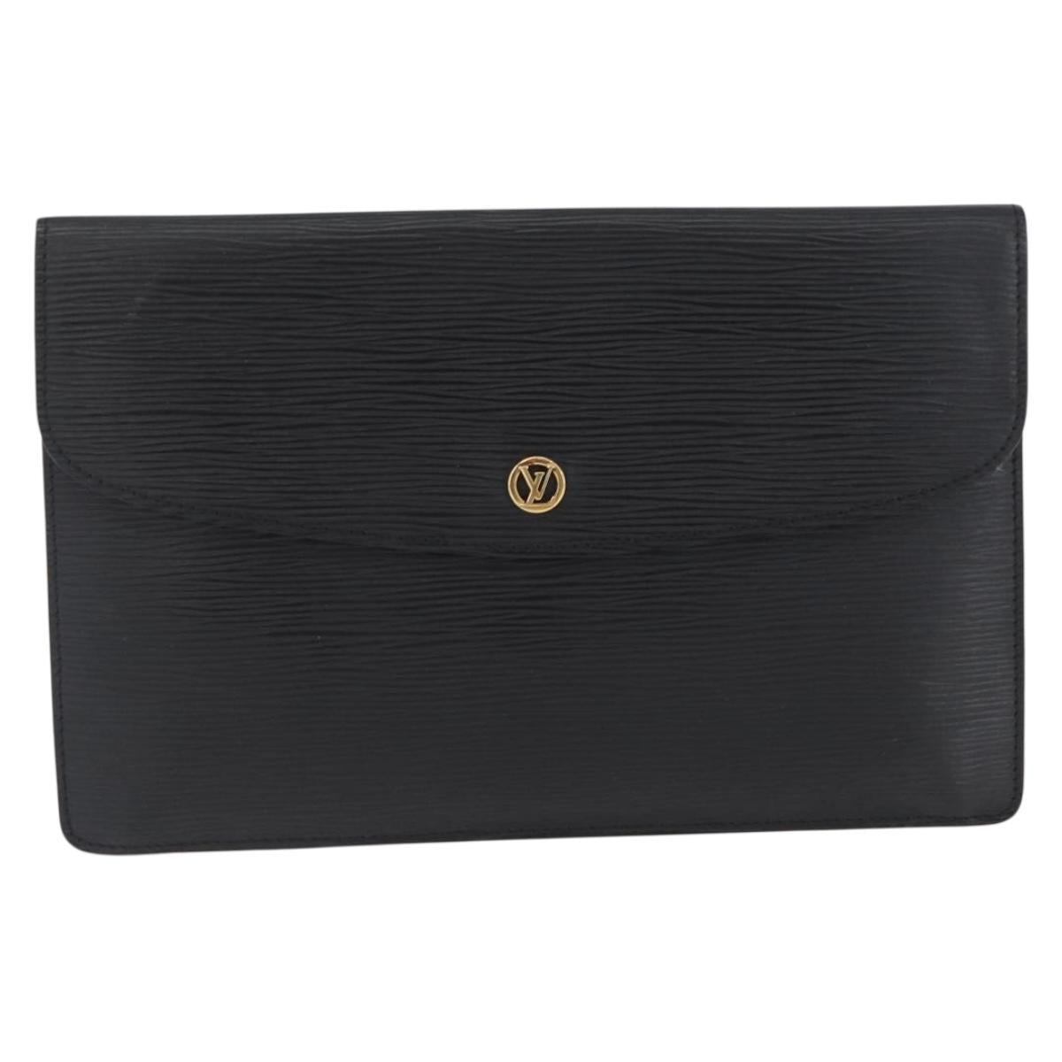 LOUIS VUITTON Epi Montaigne 27 Clutch Bag Black M52652 LV Auth ARZ117