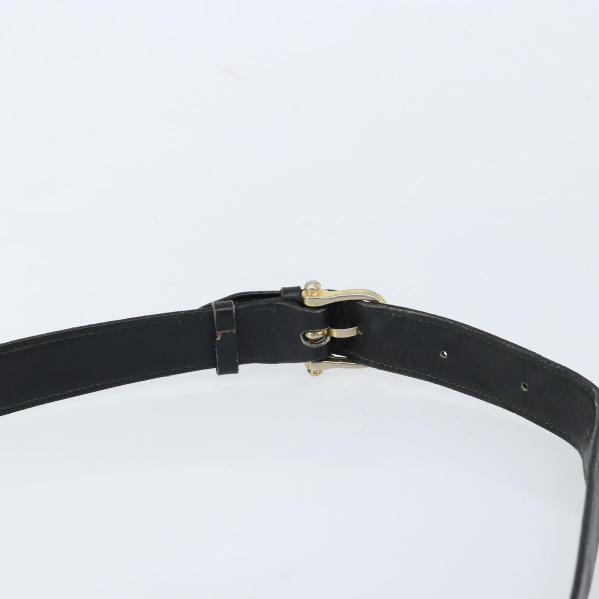 CELINE Horse Carriage Shoulder Bag Leather Black Gold Auth ARZ121