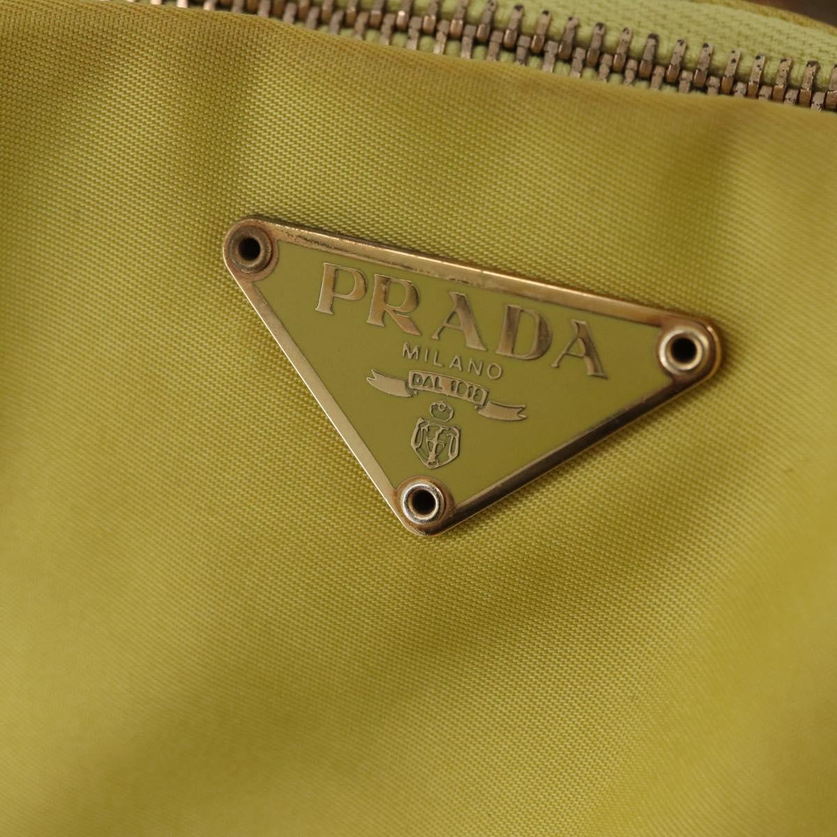 PRADA Tote Bag Nylon Yellow Gold Auth ARZ128