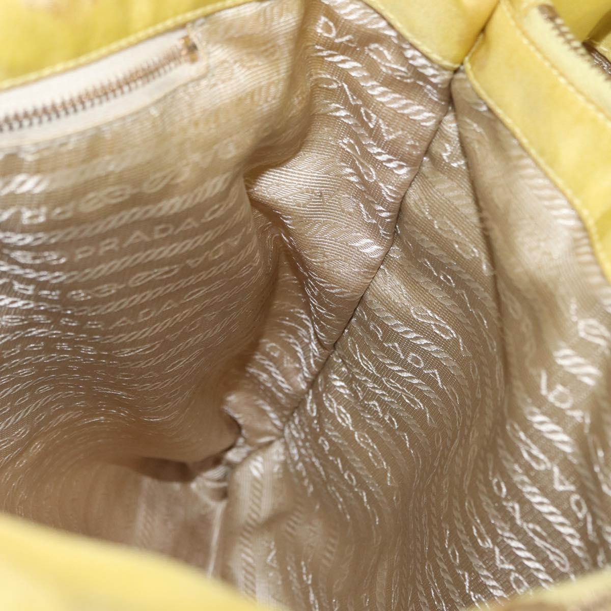 PRADA Tote Bag Nylon Yellow Gold Auth ARZ128