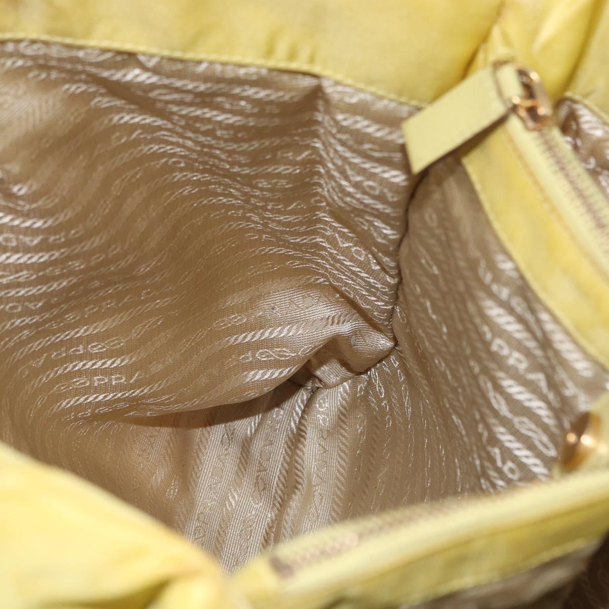 PRADA Tote Bag Nylon Yellow Gold Auth ARZ128