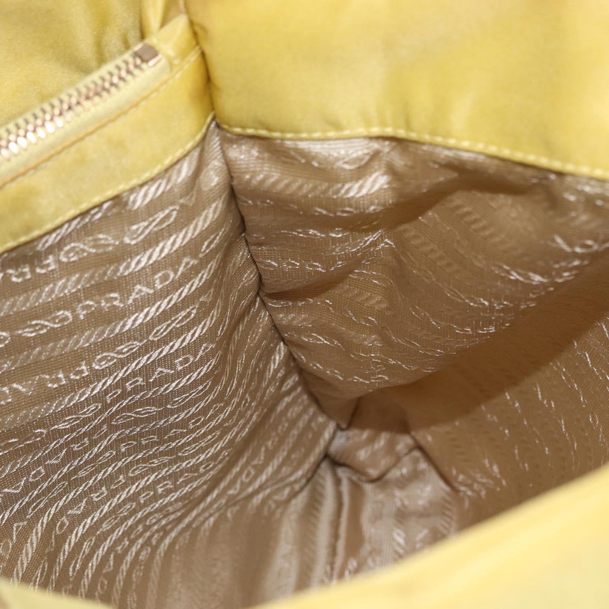 PRADA Tote Bag Nylon Yellow Gold Auth ARZ128