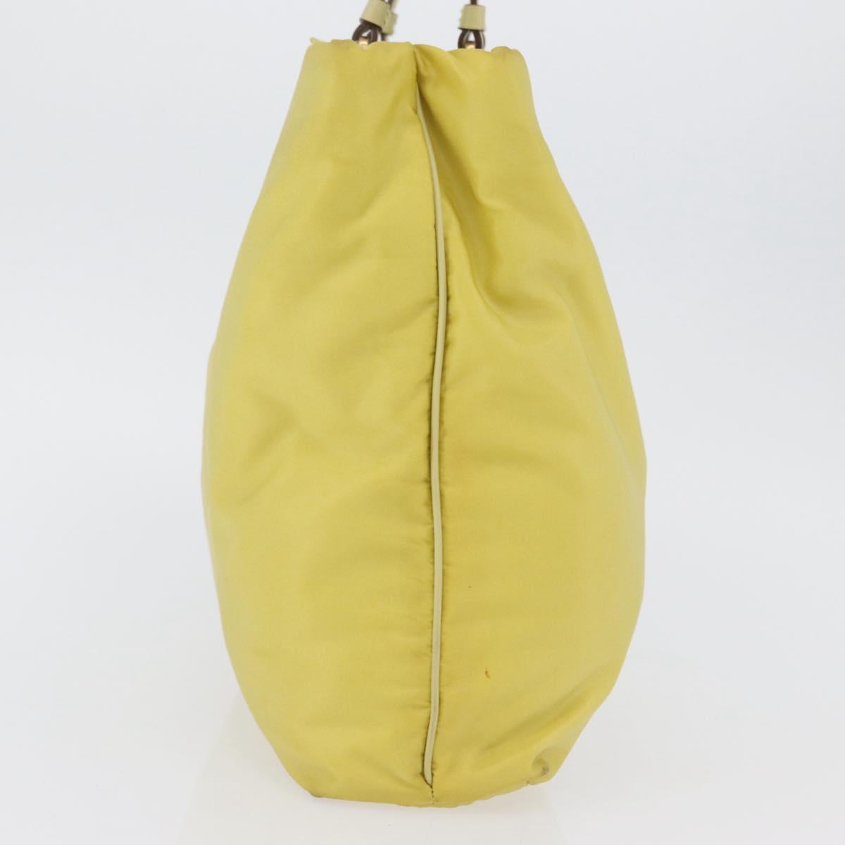 PRADA Tote Bag Nylon Yellow Gold Auth ARZ128