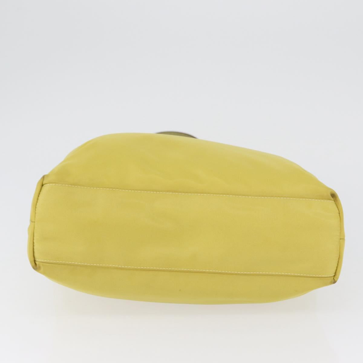 PRADA Tote Bag Nylon Yellow Gold Auth ARZ128