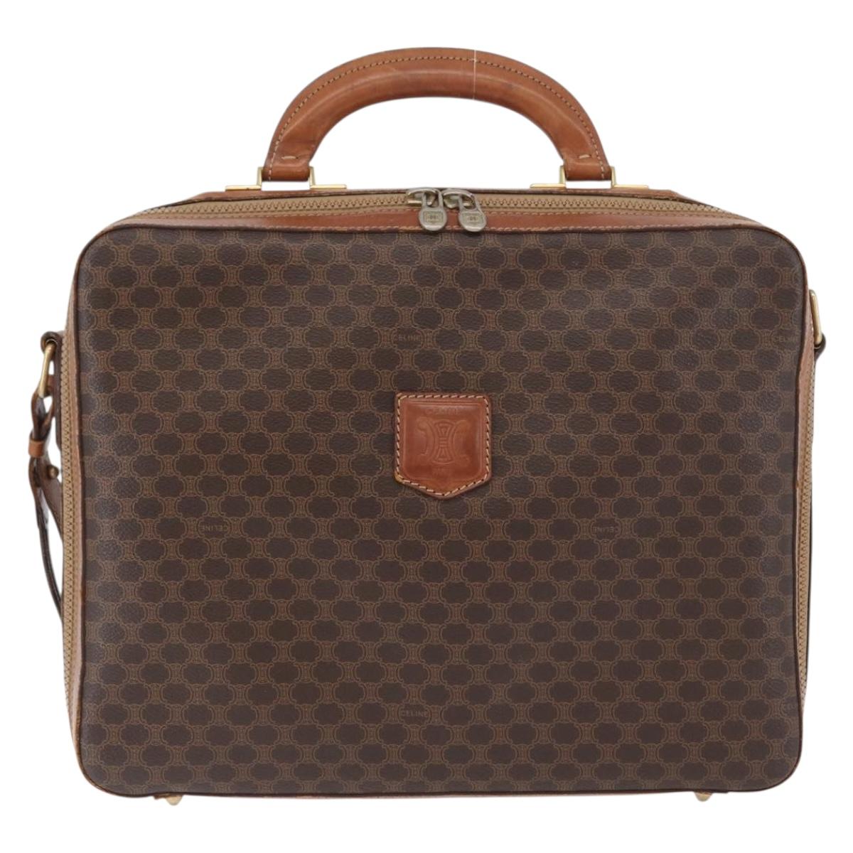 CELINE Macadam Canvas Business Bag PVC Leather 2way Brown Gold Auth ARZ129