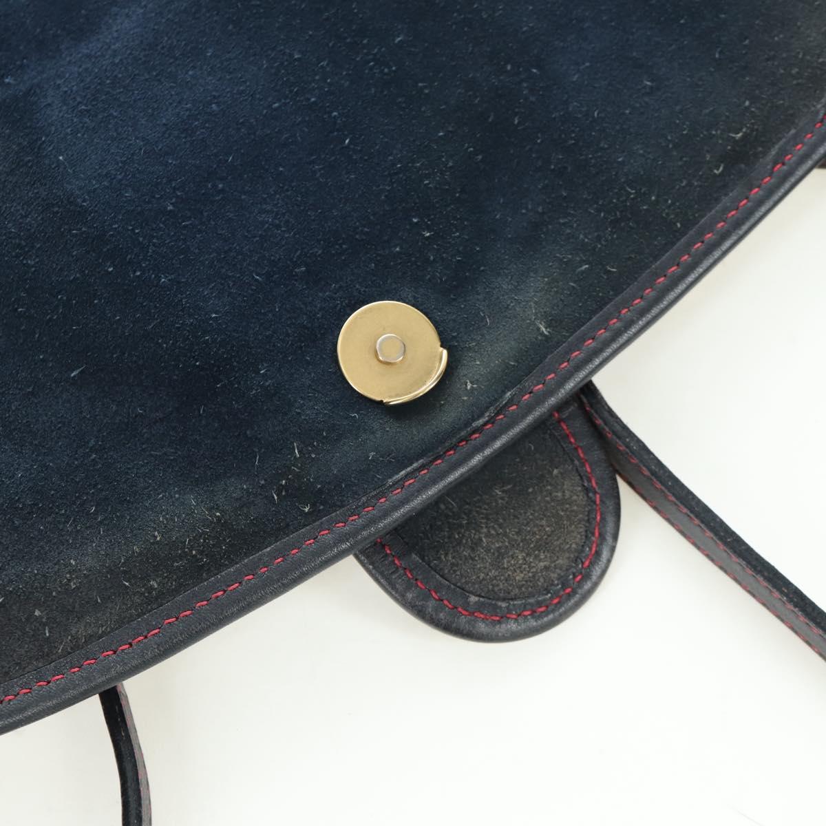 Miu Miu Shoulder Bag Suede Navy Gold Auth ARZ130V
