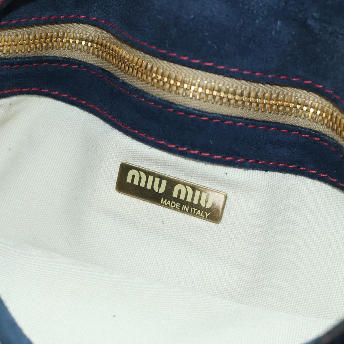 Miu Miu Shoulder Bag Suede Navy Gold Auth ARZ130V