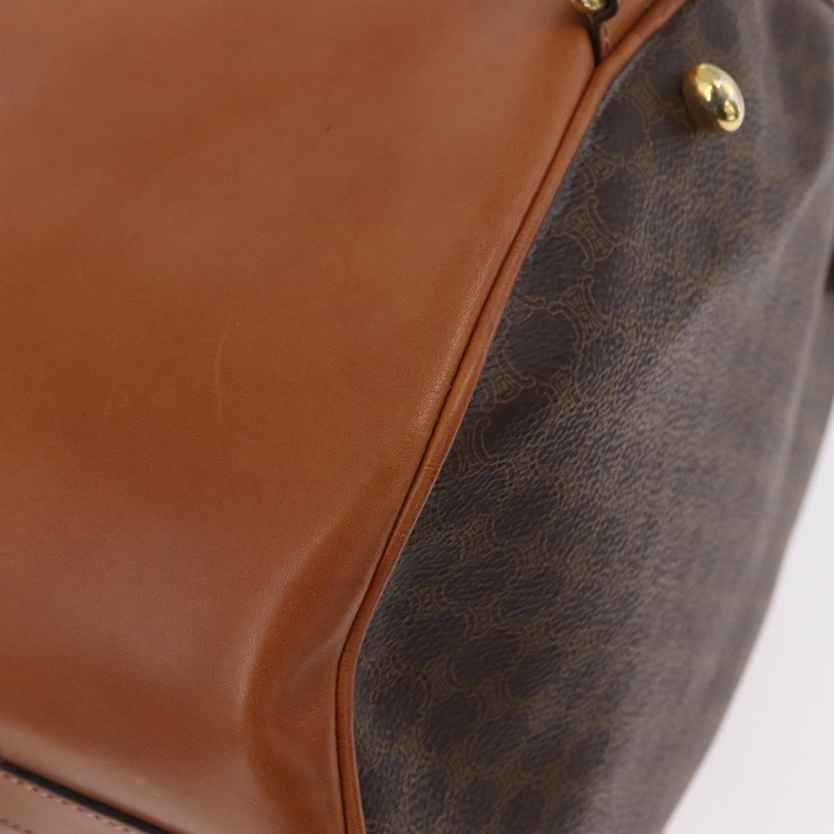 CELINE Macadam Canvas Shoulder Bag PVC Leather Brown Gold Auth ARZ131A