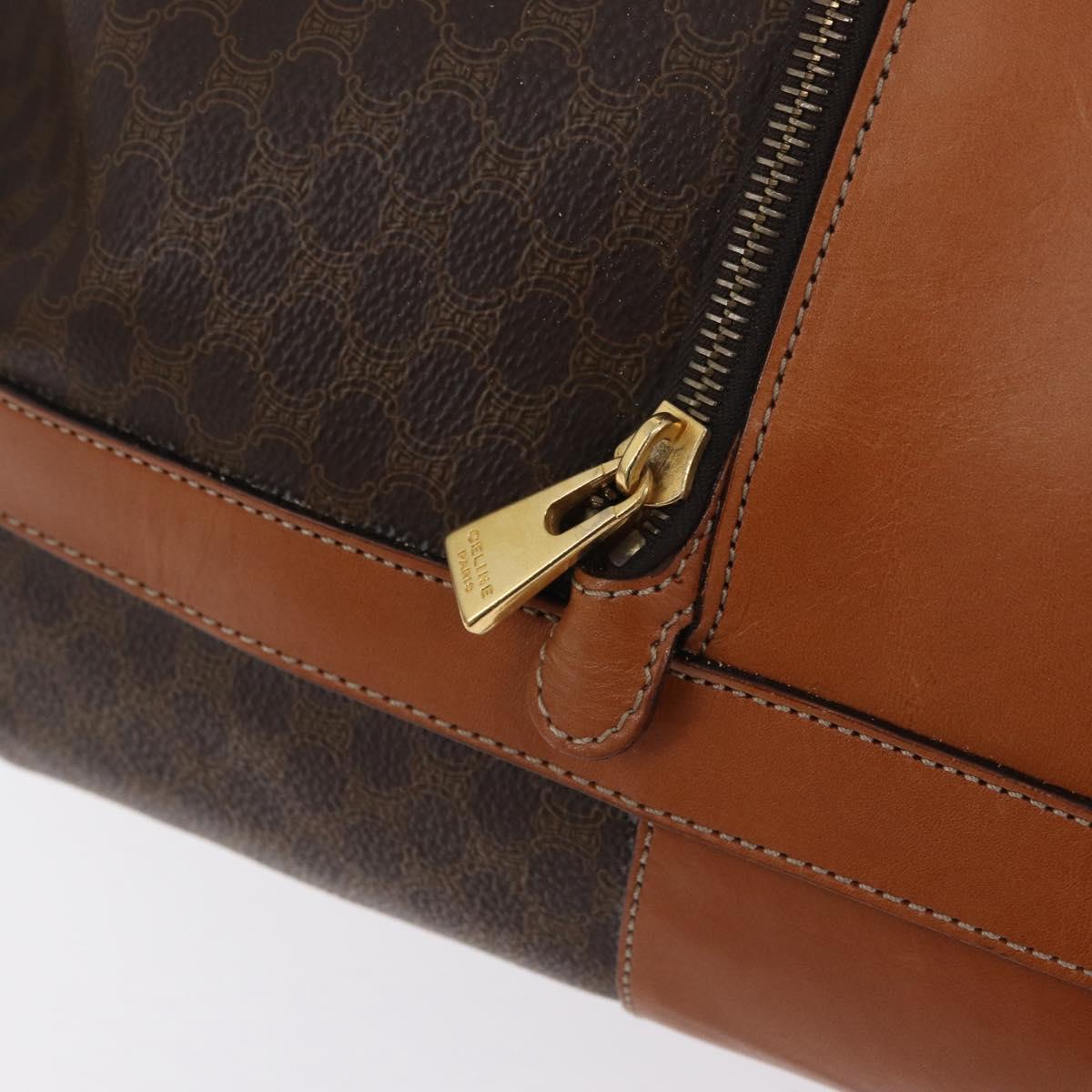 CELINE Macadam Canvas Shoulder Bag PVC Leather Brown Gold Auth ARZ131A