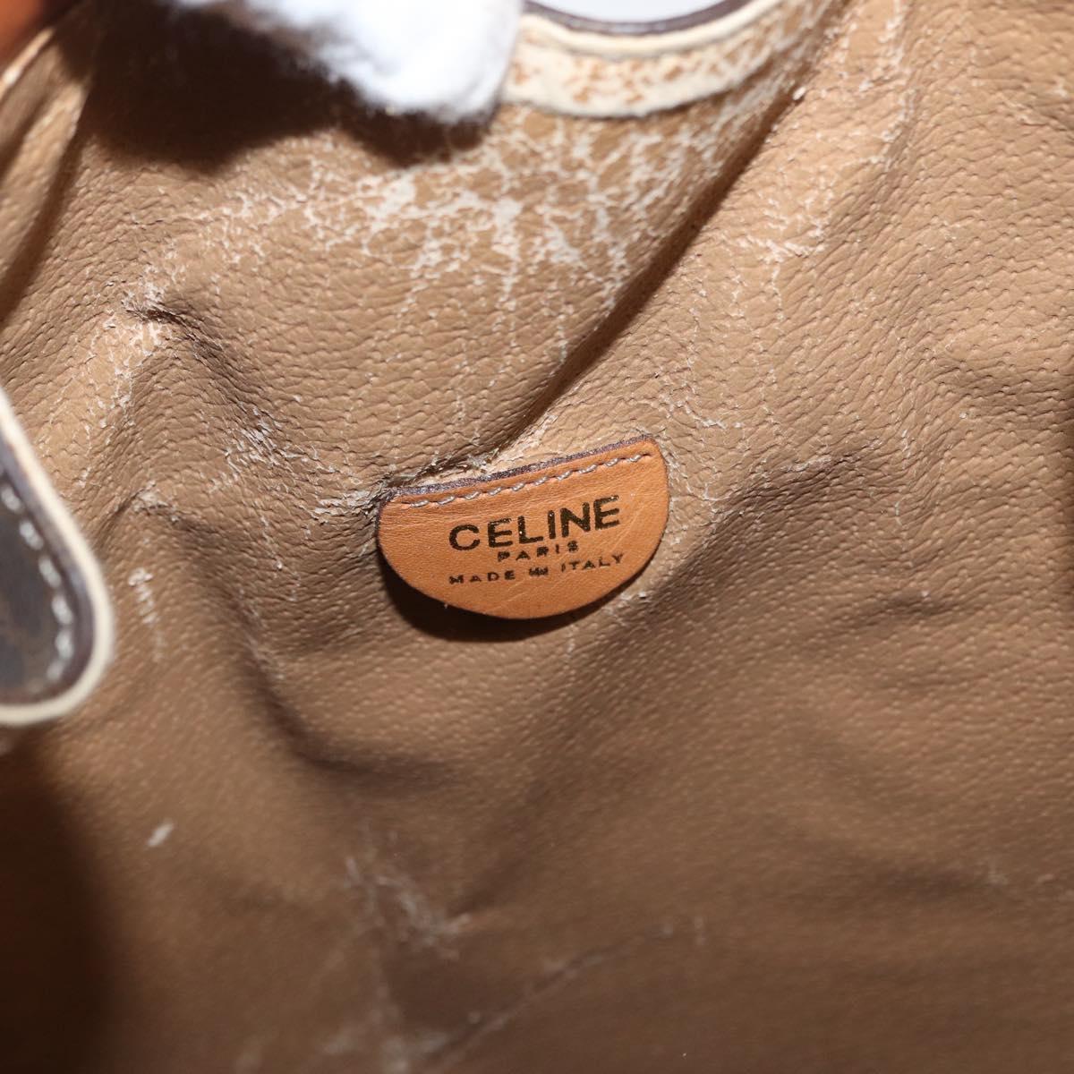 CELINE Macadam Canvas Shoulder Bag PVC Leather Brown Gold Auth ARZ131A