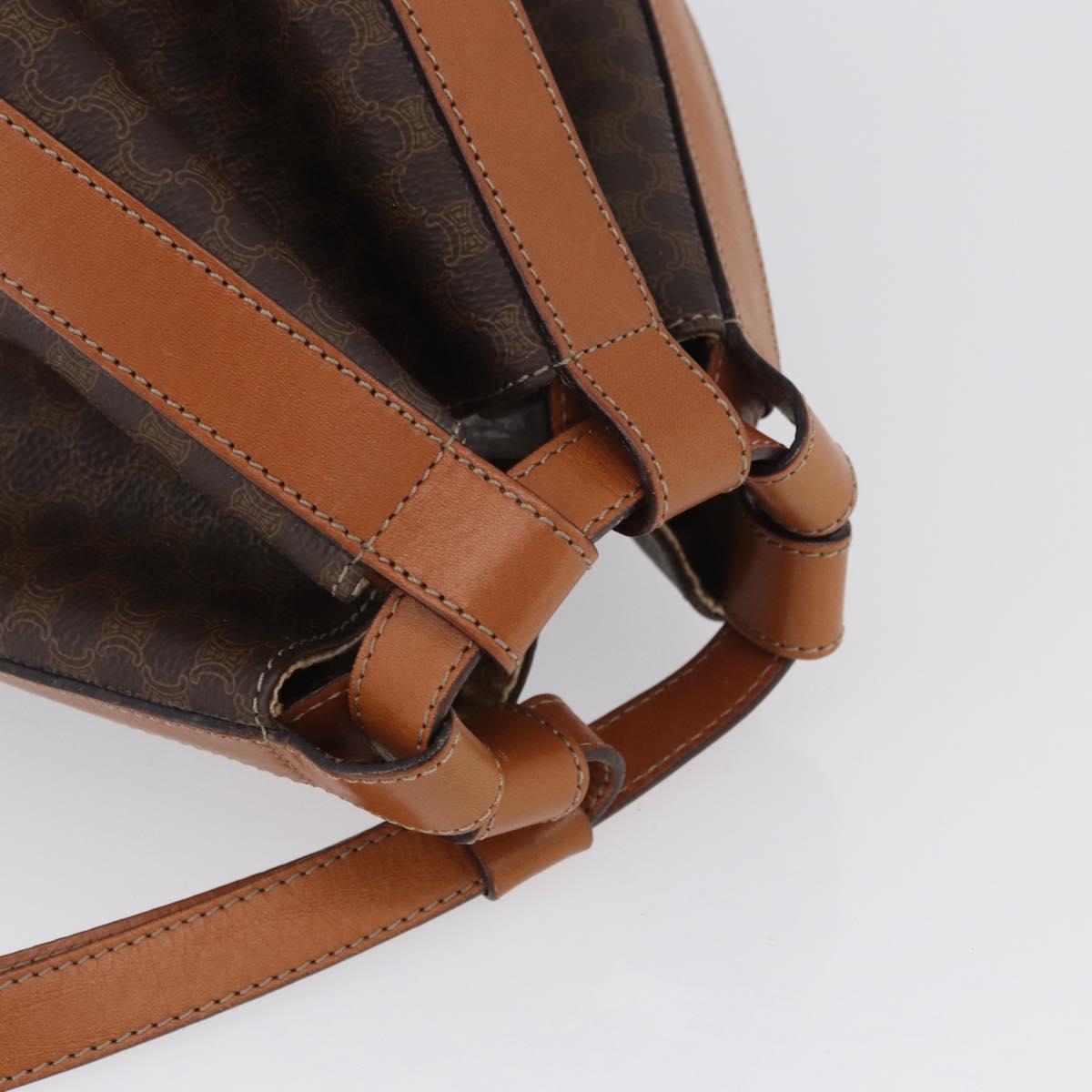 CELINE Macadam Canvas Shoulder Bag PVC Leather Brown Gold Auth ARZ131A