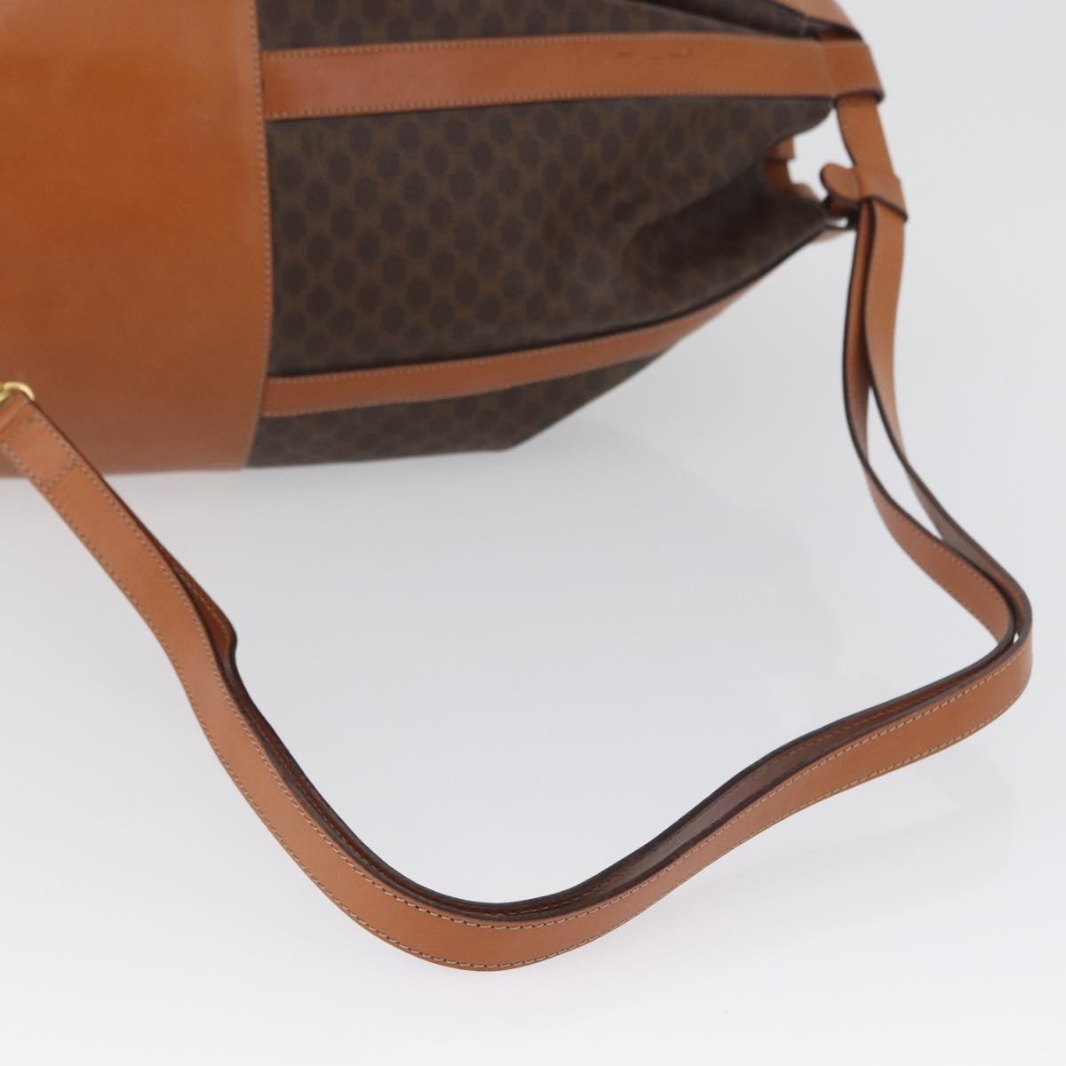 CELINE Macadam Canvas Shoulder Bag PVC Leather Brown Gold Auth ARZ131A