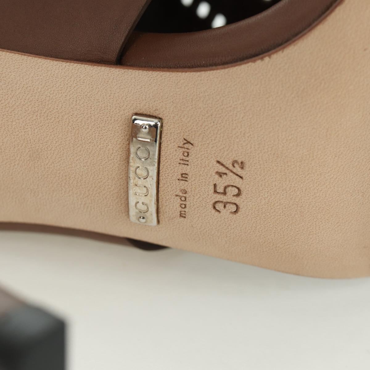 GUCCI High Heels Sandals Leather 35 1/2 Brown Auth ARZ137V