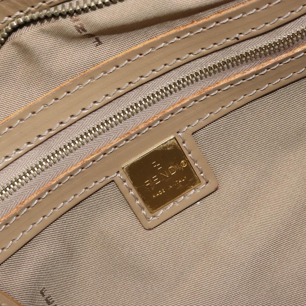 FENDI Zucchino Canvas Hand Bag Coated Canvas Green Gold Auth ARZ139