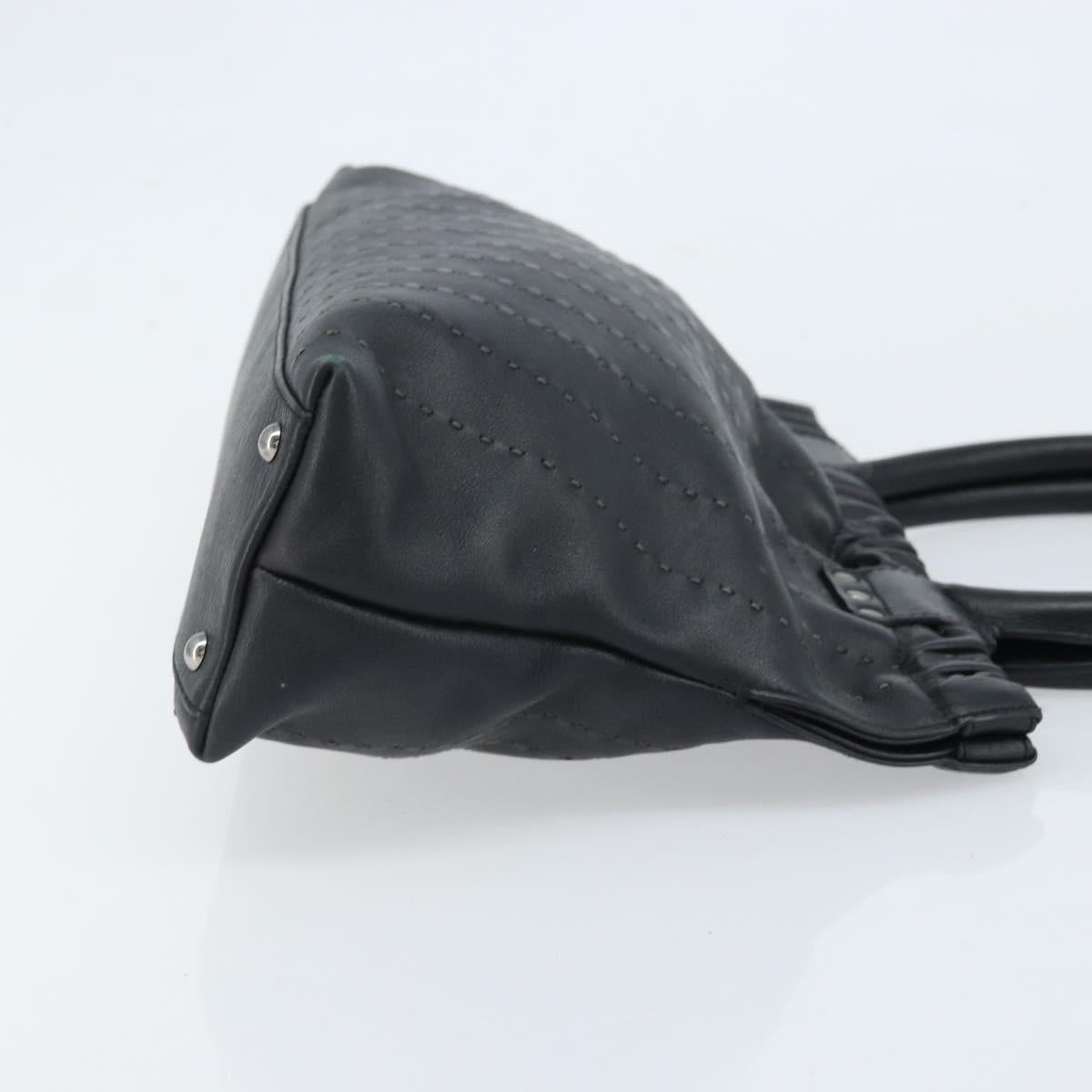Salvatore Ferragamo Hand Bag Leather Black Silver Auth ARZ140