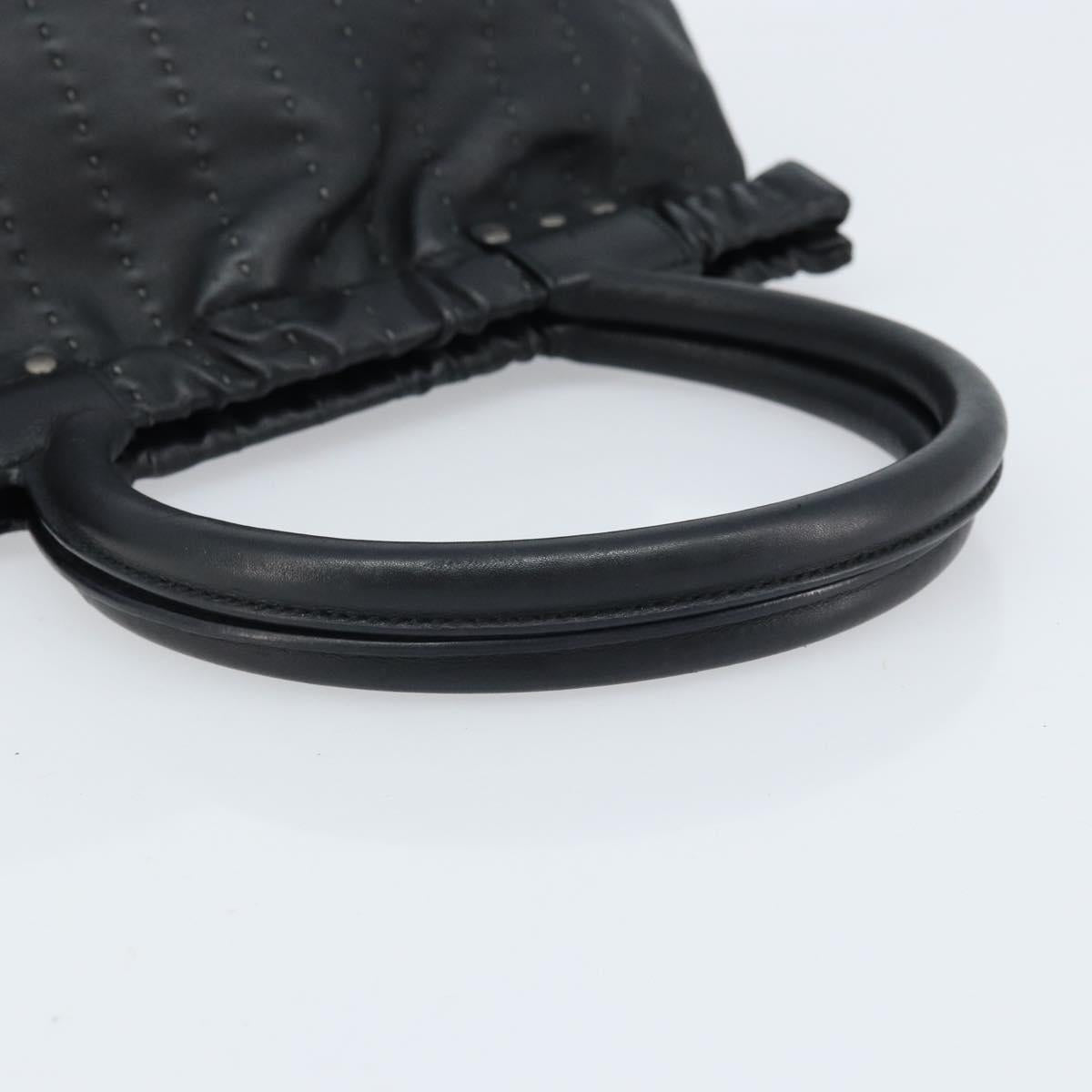 Salvatore Ferragamo Hand Bag Leather Black Silver Auth ARZ140